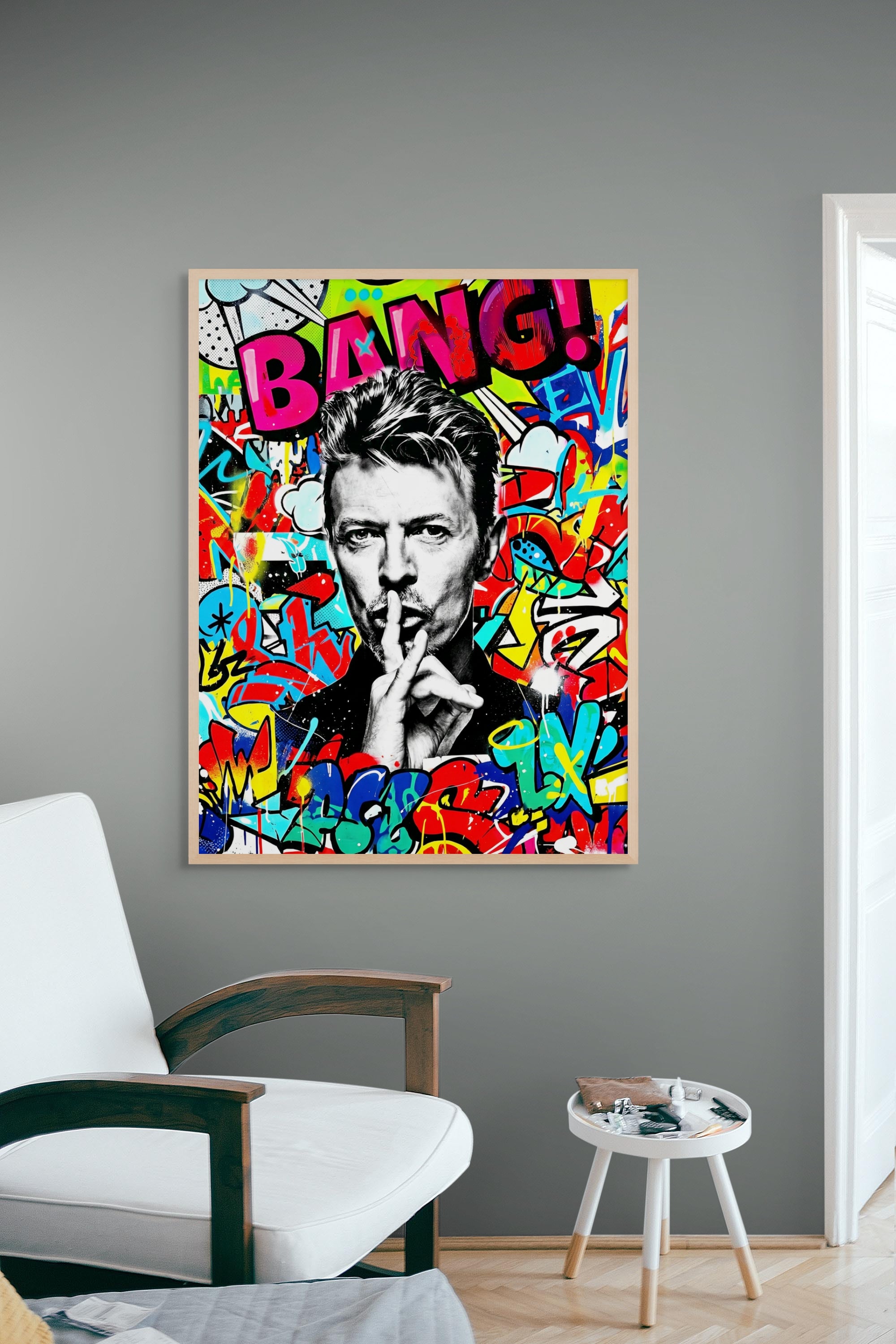 Sterrenlicht Rebel Stilte Wanddecoratie – Mysterieus Neon Canvas Print