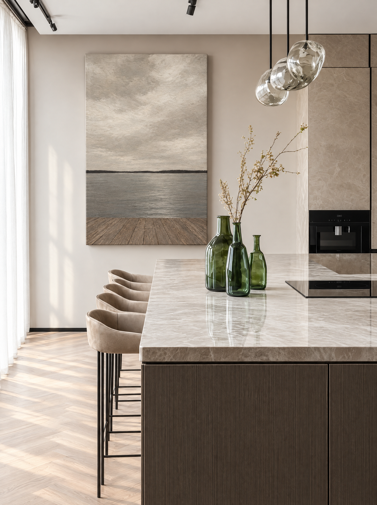 Steiger over Grijs Water als canvas zonder lijst aan de muur