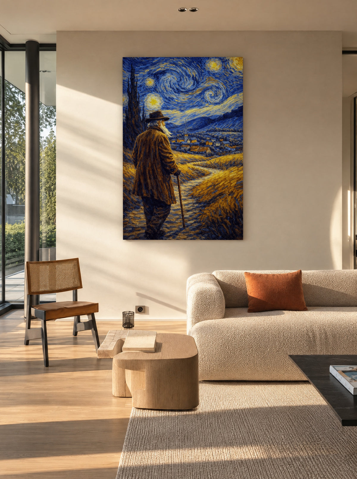 Sterrenpad naar Stilte als canvas zonder lijst aan de muur