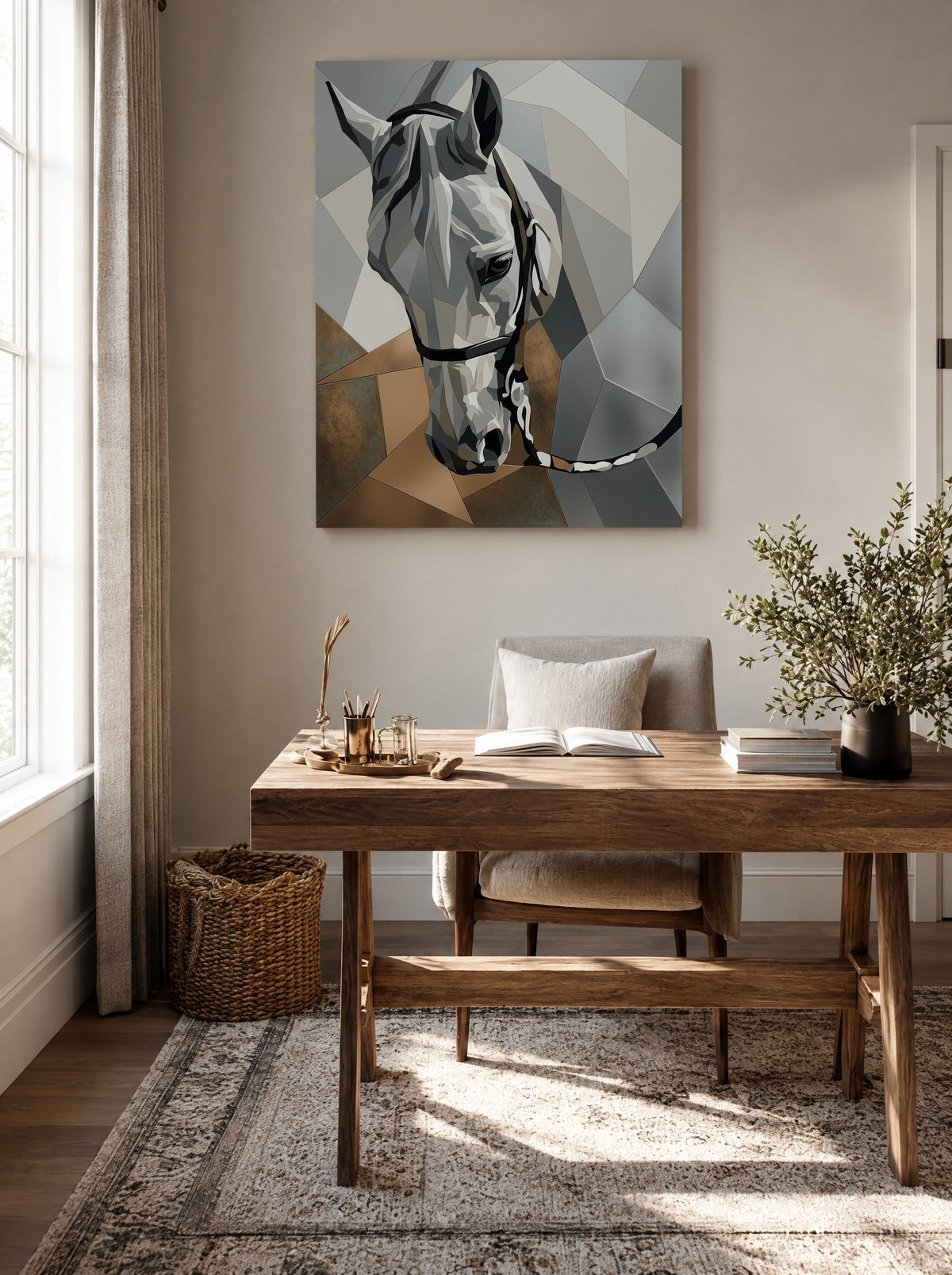 Stille Hoef in Spiegelvlakken als canvas zonder lijst aan de muur