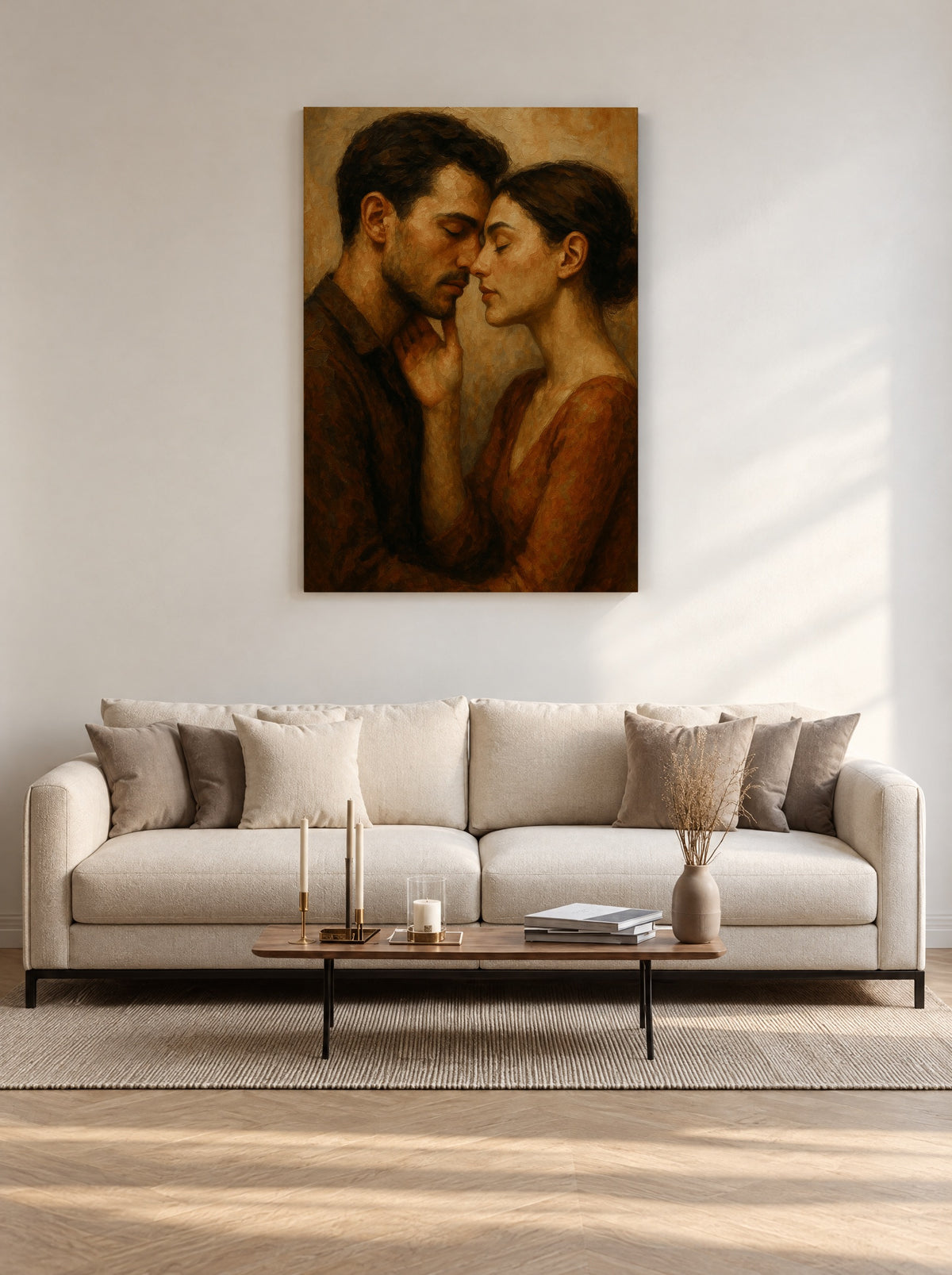 Stille Omhelzing als canvas zonder lijst aan de muur