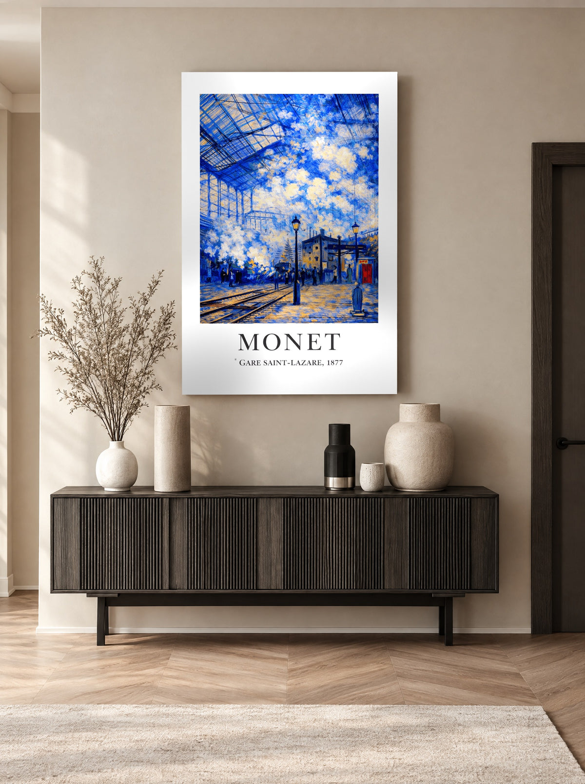 Stoomwolken onder Glaslicht als canvas zonder lijst aan de muur