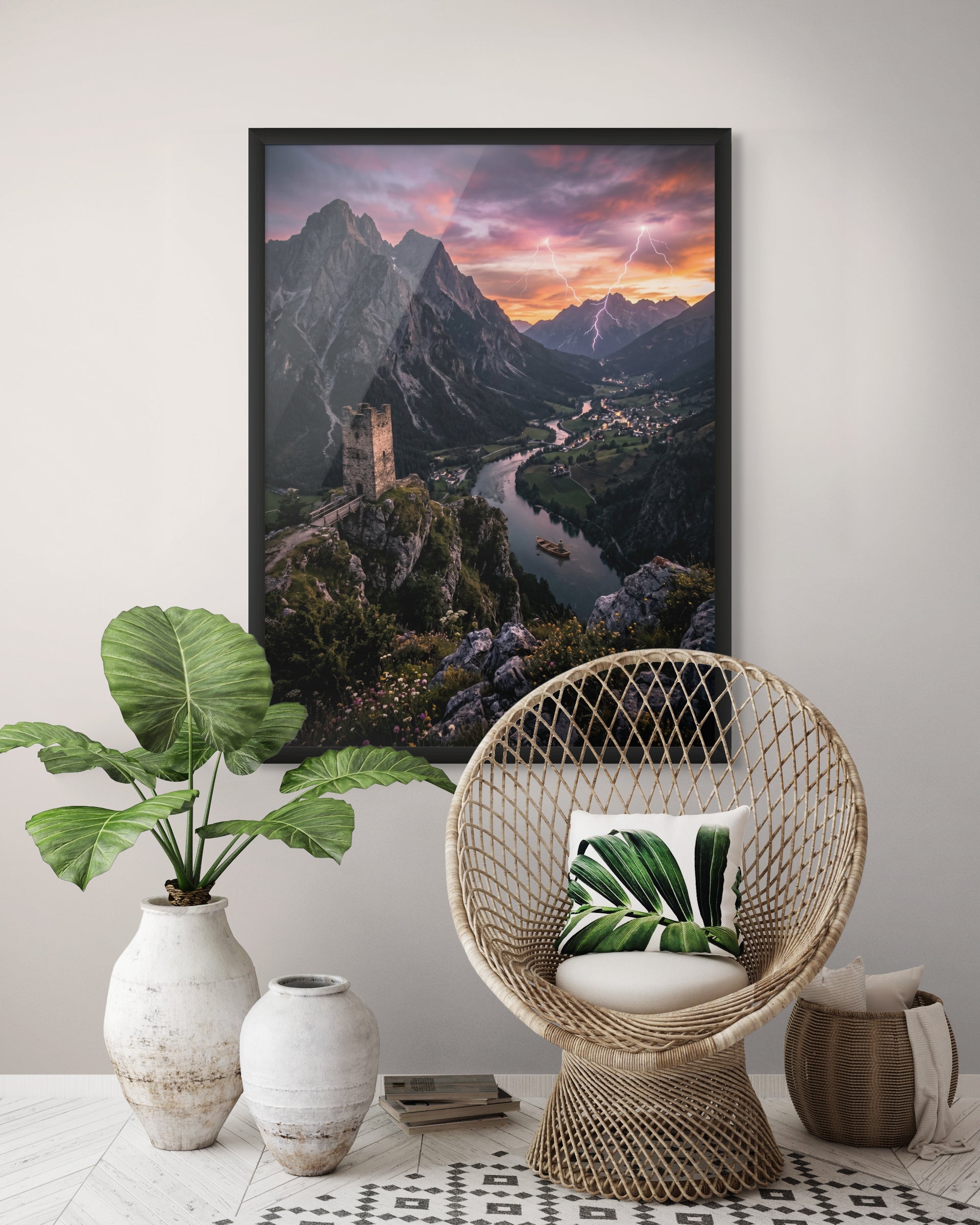 Bergen Landschap Wanddecoratie Natuur – Sfeervolle Canvas of Aluminium Print