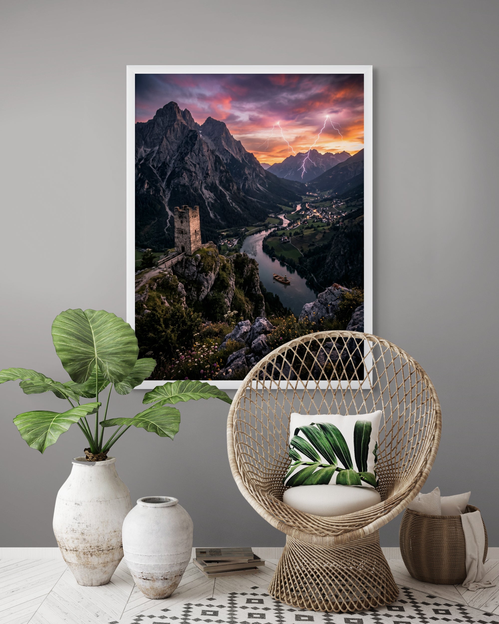 Bergen Landschap Wanddecoratie Natuur – Sfeervolle Canvas of Aluminium Print