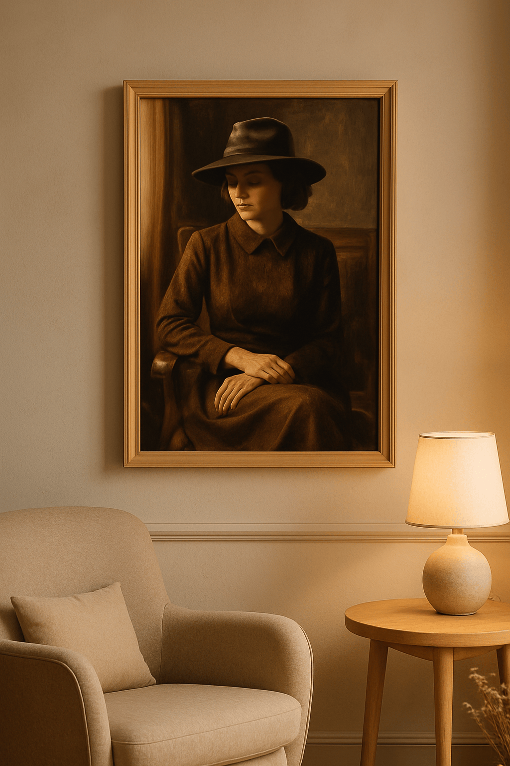 Sunlit Elegance Schilderij — sfeerbeeld in interieur