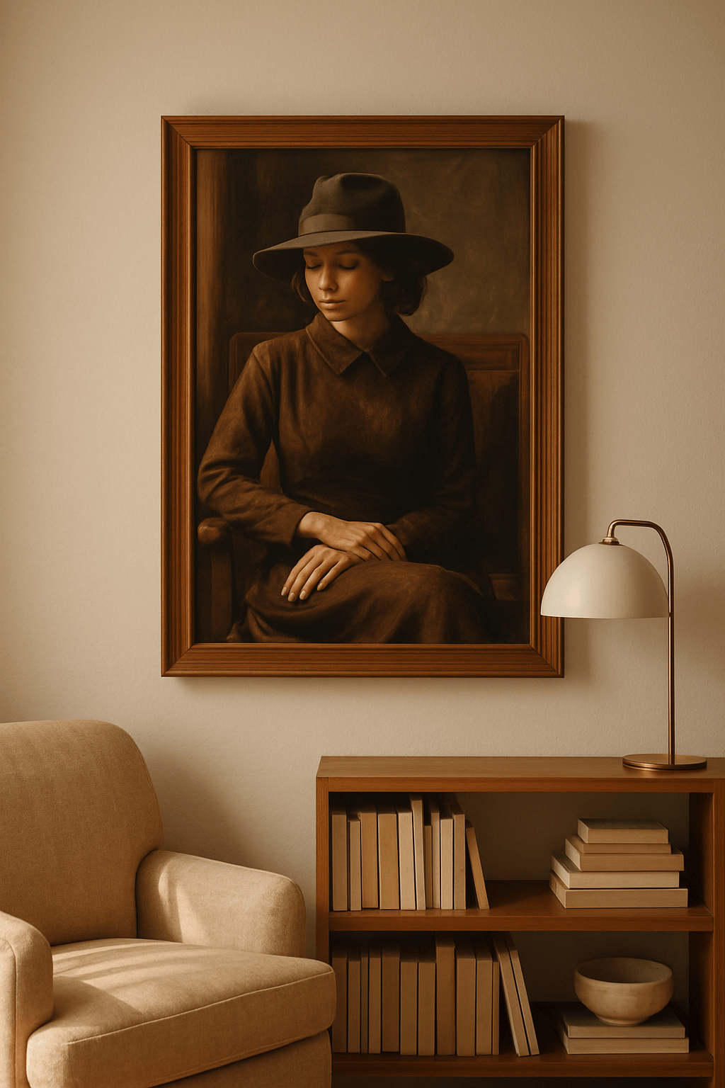 Sunlit Elegance Schilderij — sfeerbeeld in interieur