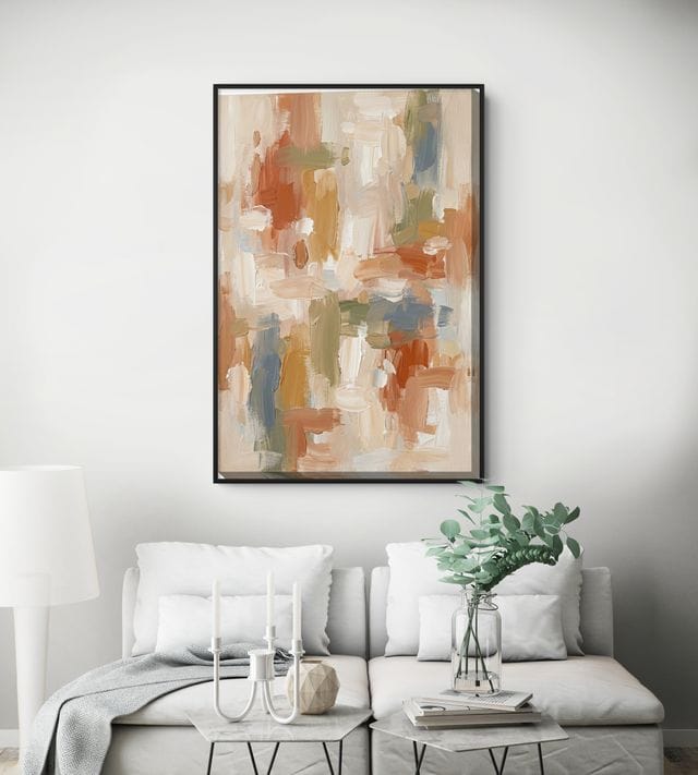 Fluffy Cream White Dot Schilderij