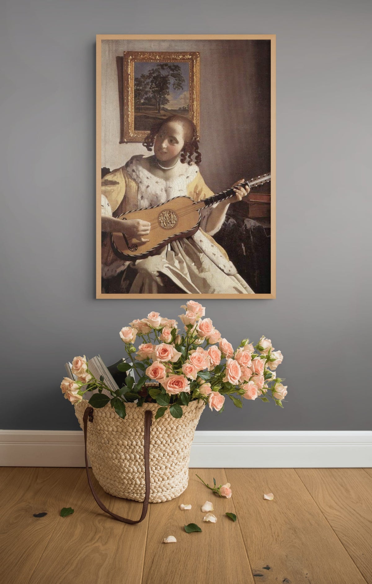 De Gitaarspeelster Schilderij