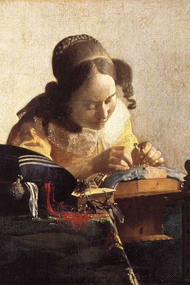 De Kantwerkster Schilderij