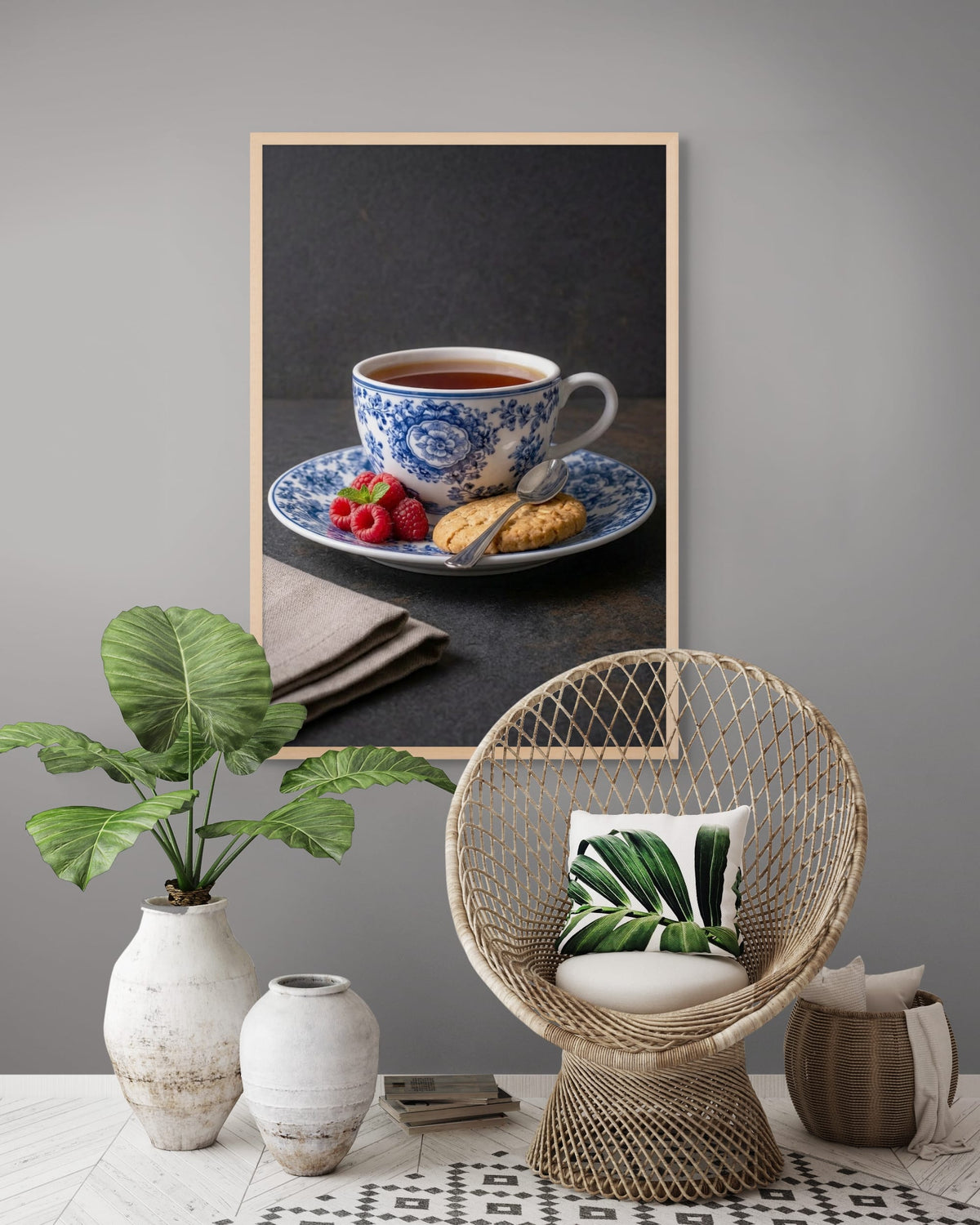 Theekrans met Frambozenkus Wanddecoratie | ArtifyCanvas