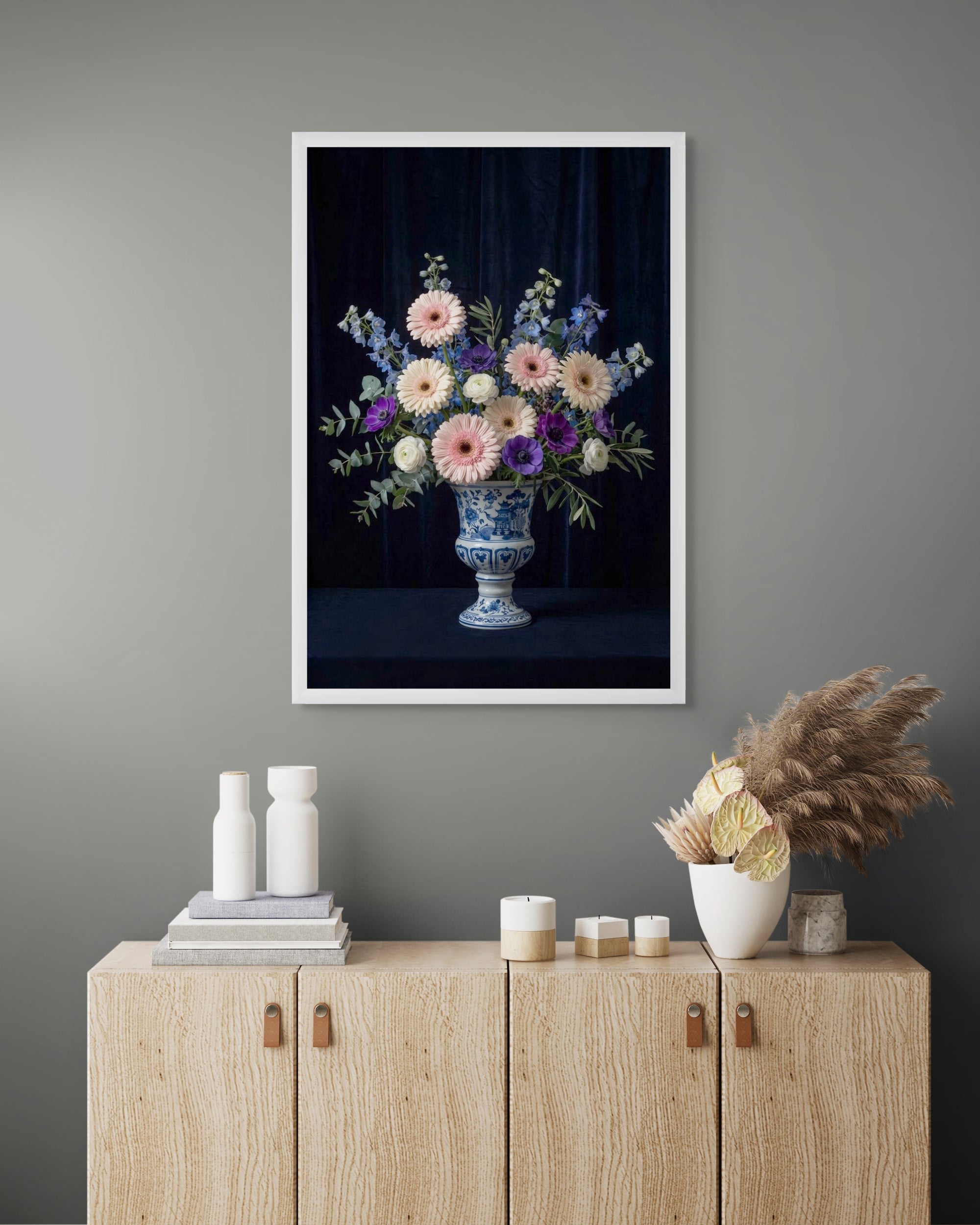 Delfts Blauw Nacht Wanddecoratie – Klassieke Nederlandse Canvas Print