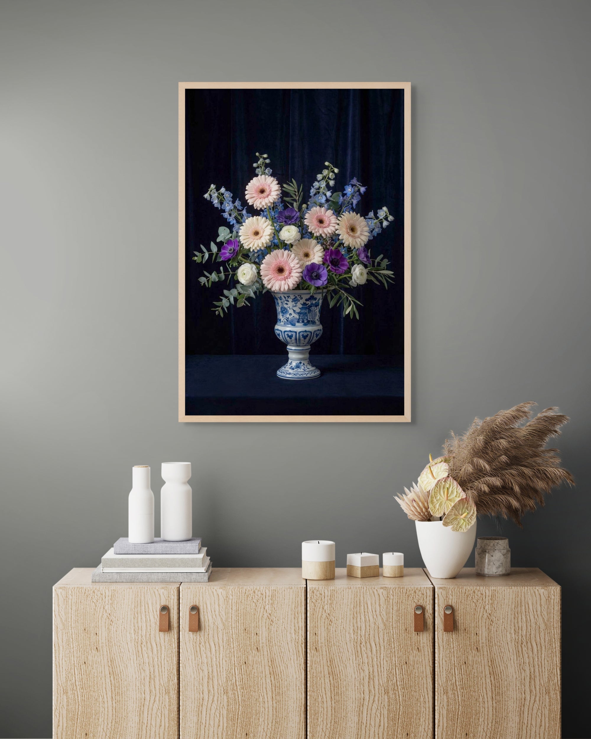 Delfts Blauw Nacht Wanddecoratie – Klassieke Nederlandse Canvas Print