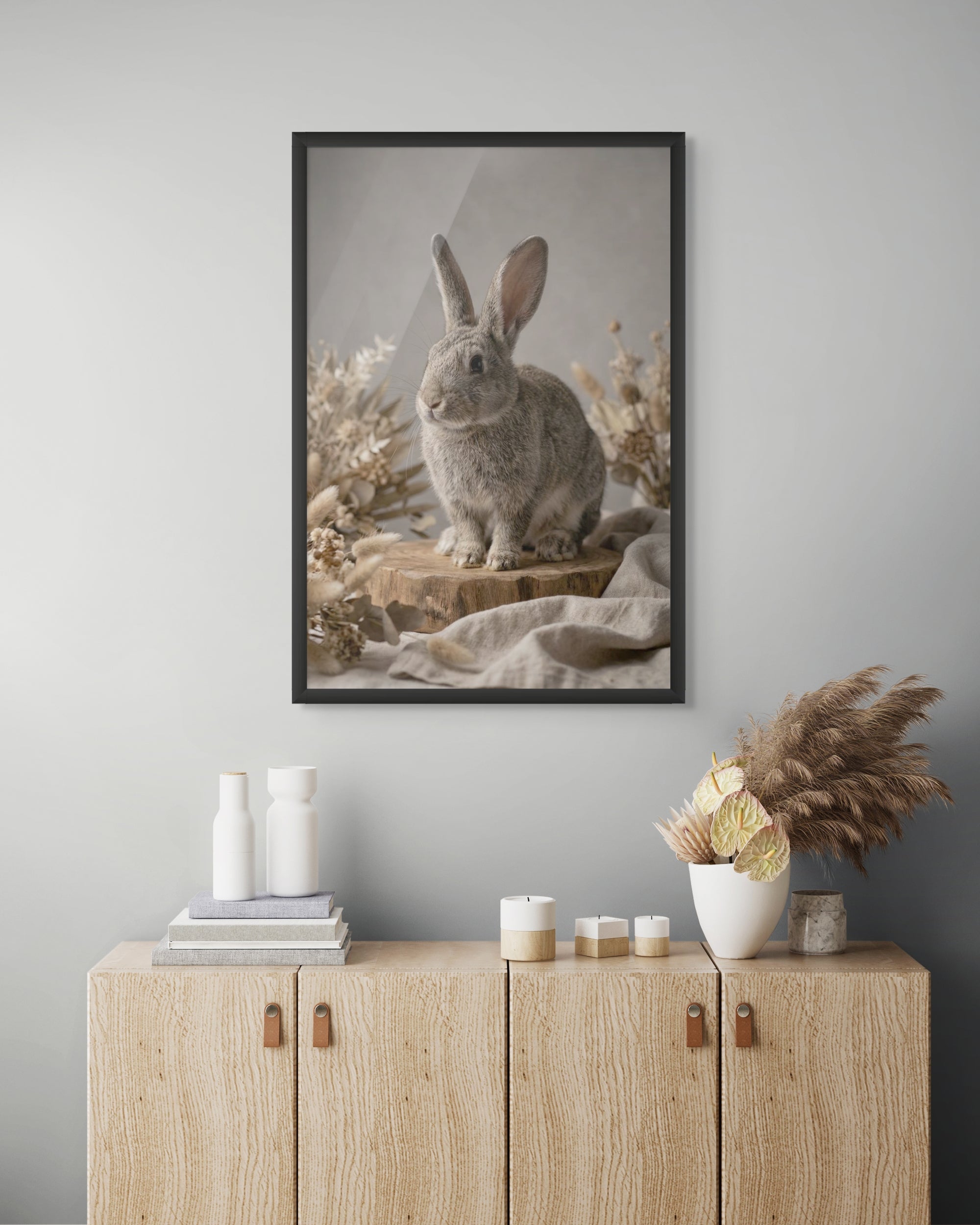 Rustiek Konijn Natuur Wanddecoratie – Schattig Dieren Canvas Print
