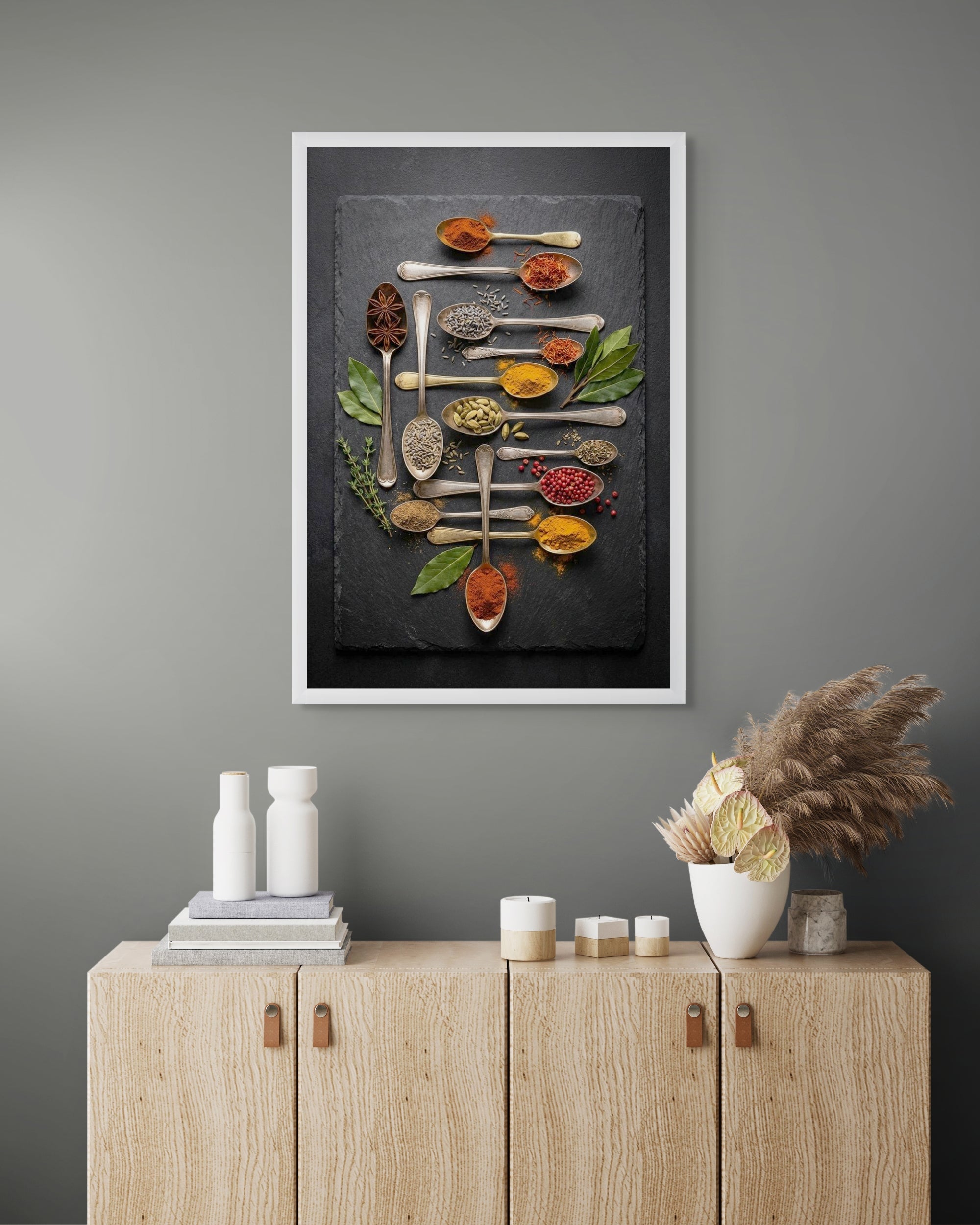 Specerijen Wanddecoratie Zwart – Sfeervolle Keuken Canvas of Aluminium Print