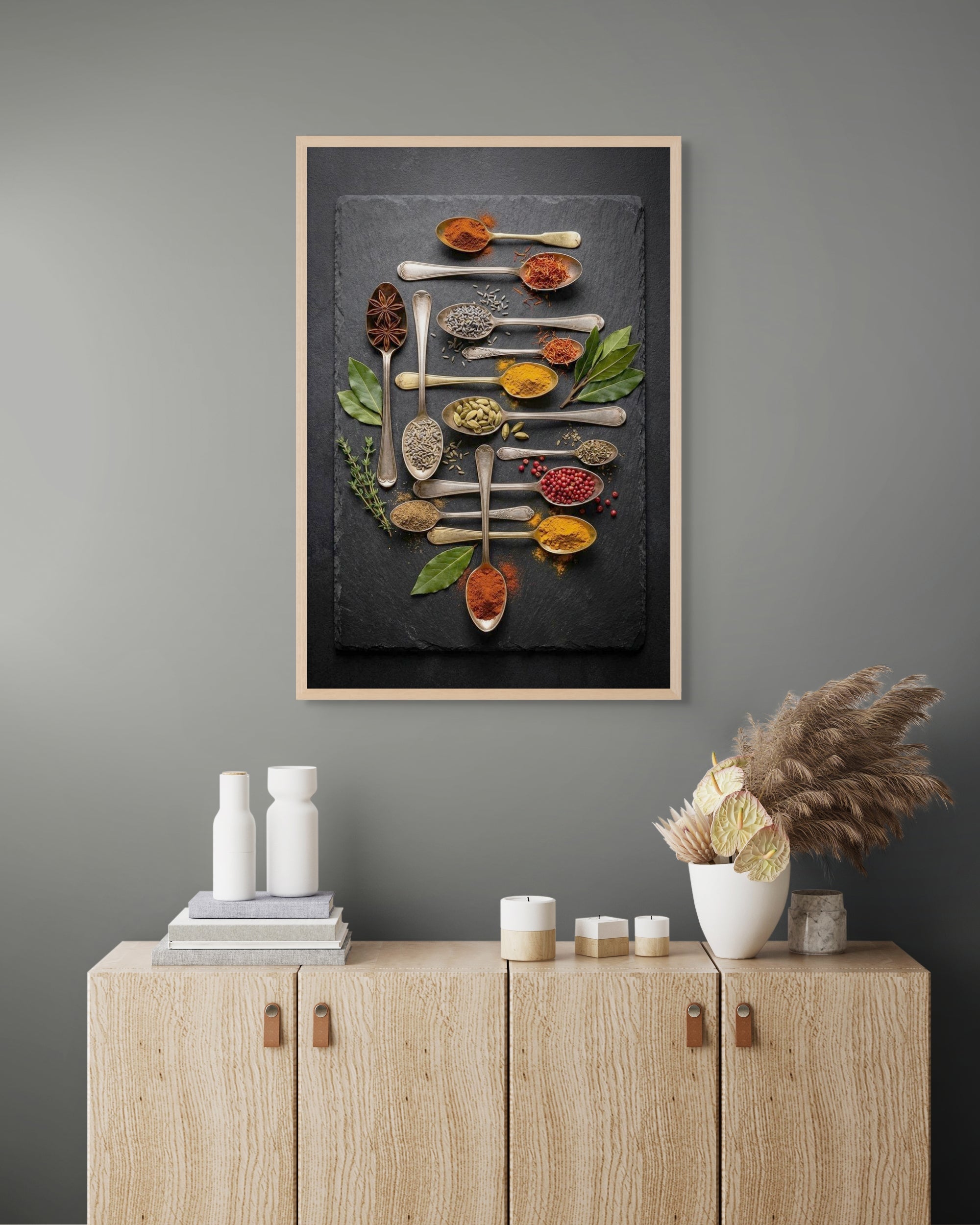 Specerijen Wanddecoratie Zwart – Sfeervolle Keuken Canvas of Aluminium Print