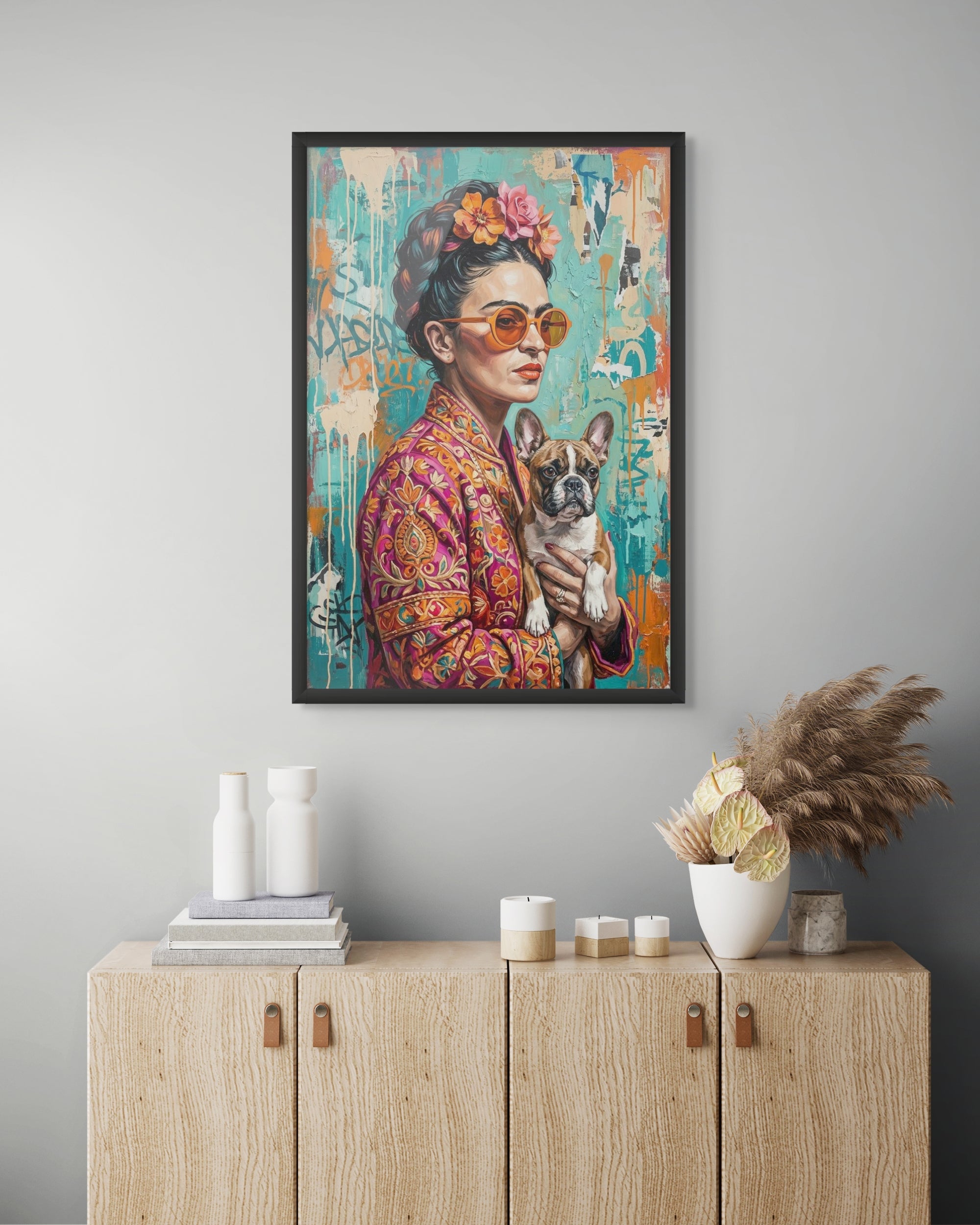Frida Kahlo Stijl Wanddecoratie Streetart – Vrouw Portret Canvas Print