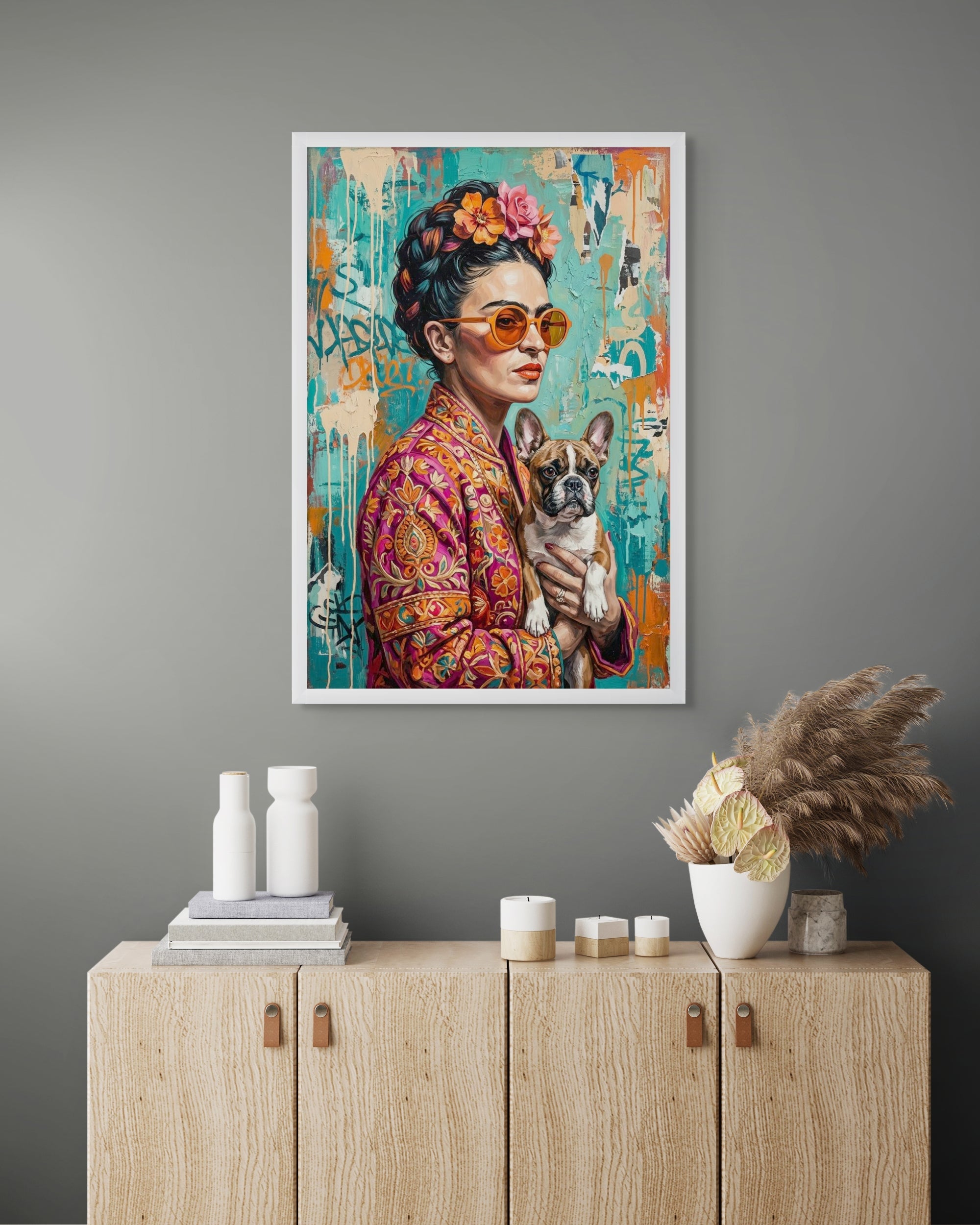Frida Kahlo Stijl Wanddecoratie Streetart – Vrouw Portret Canvas Print