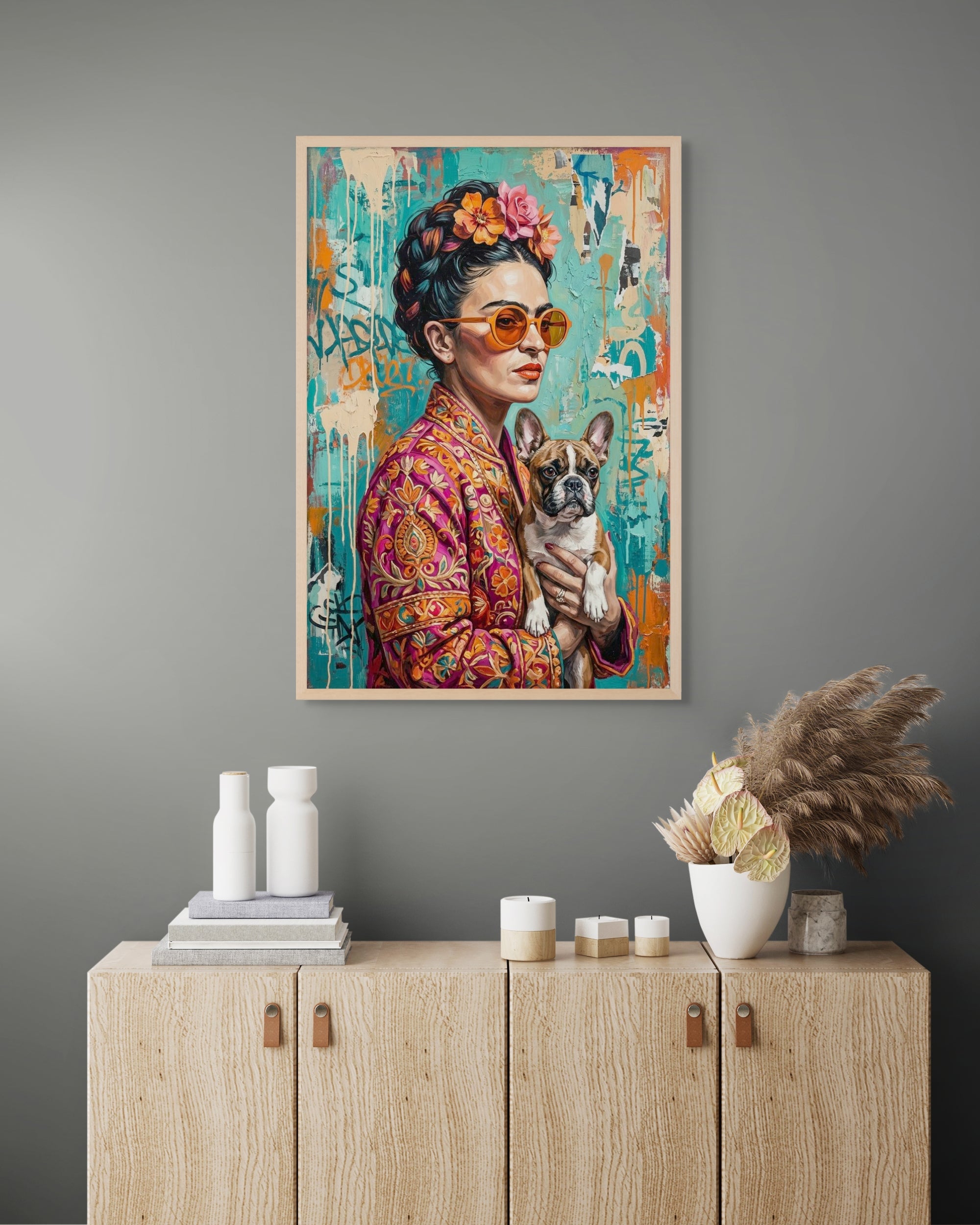 Frida Kahlo Stijl Wanddecoratie Streetart – Vrouw Portret Canvas Print