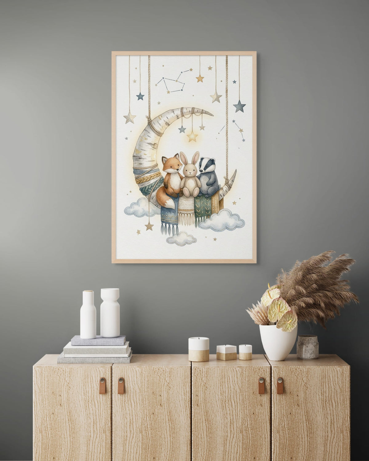 Maanvriendjes onder Sterrenlicht wanddecoratie | ArtifyCanvas