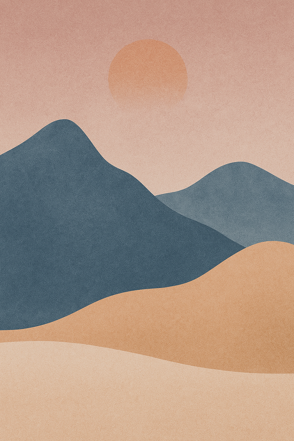 Moderne minimalistische landschap wanddecoratie in zachte tinten