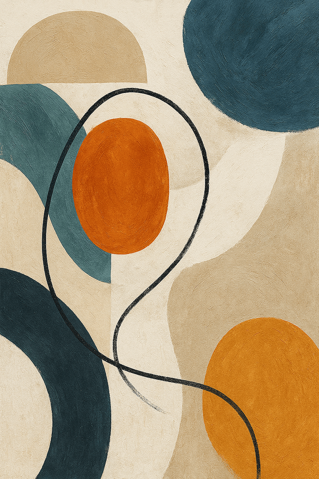 Mid-Century Vormenspel kunstwerk