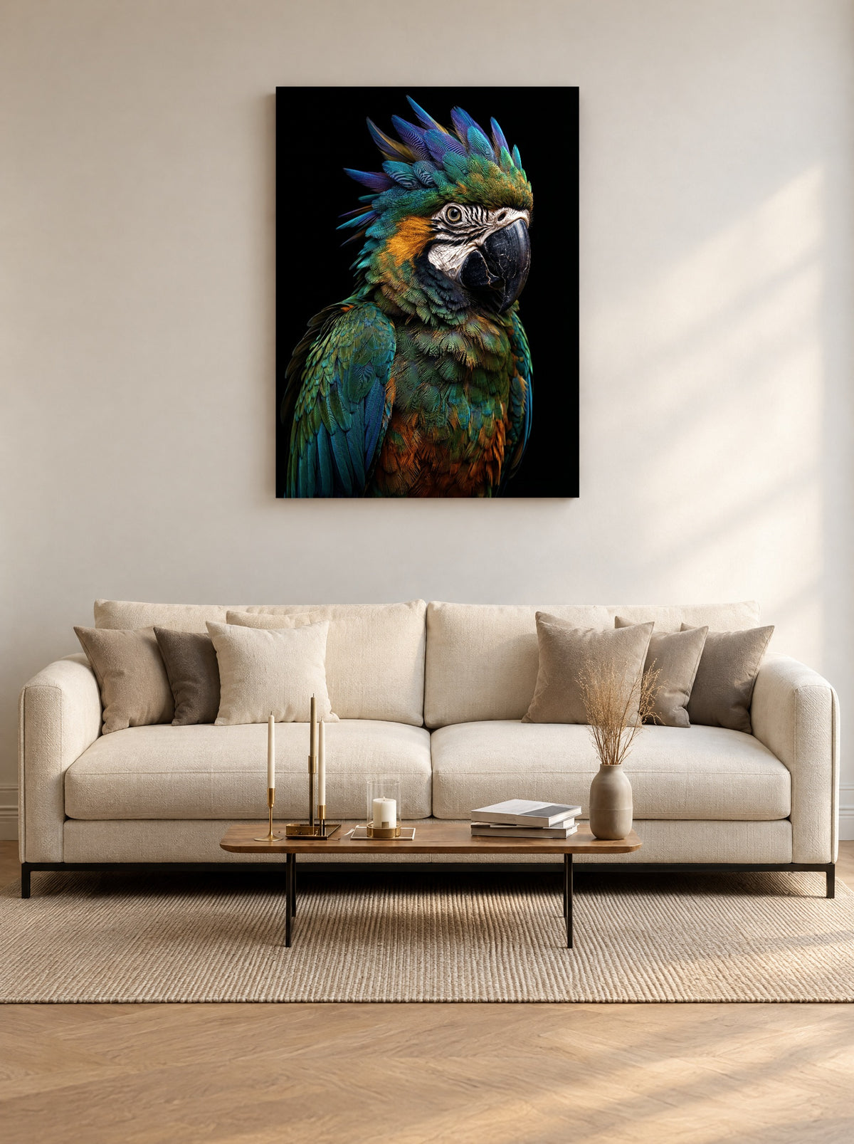 Tropic Thunder Plume als canvas zonder lijst aan de muur