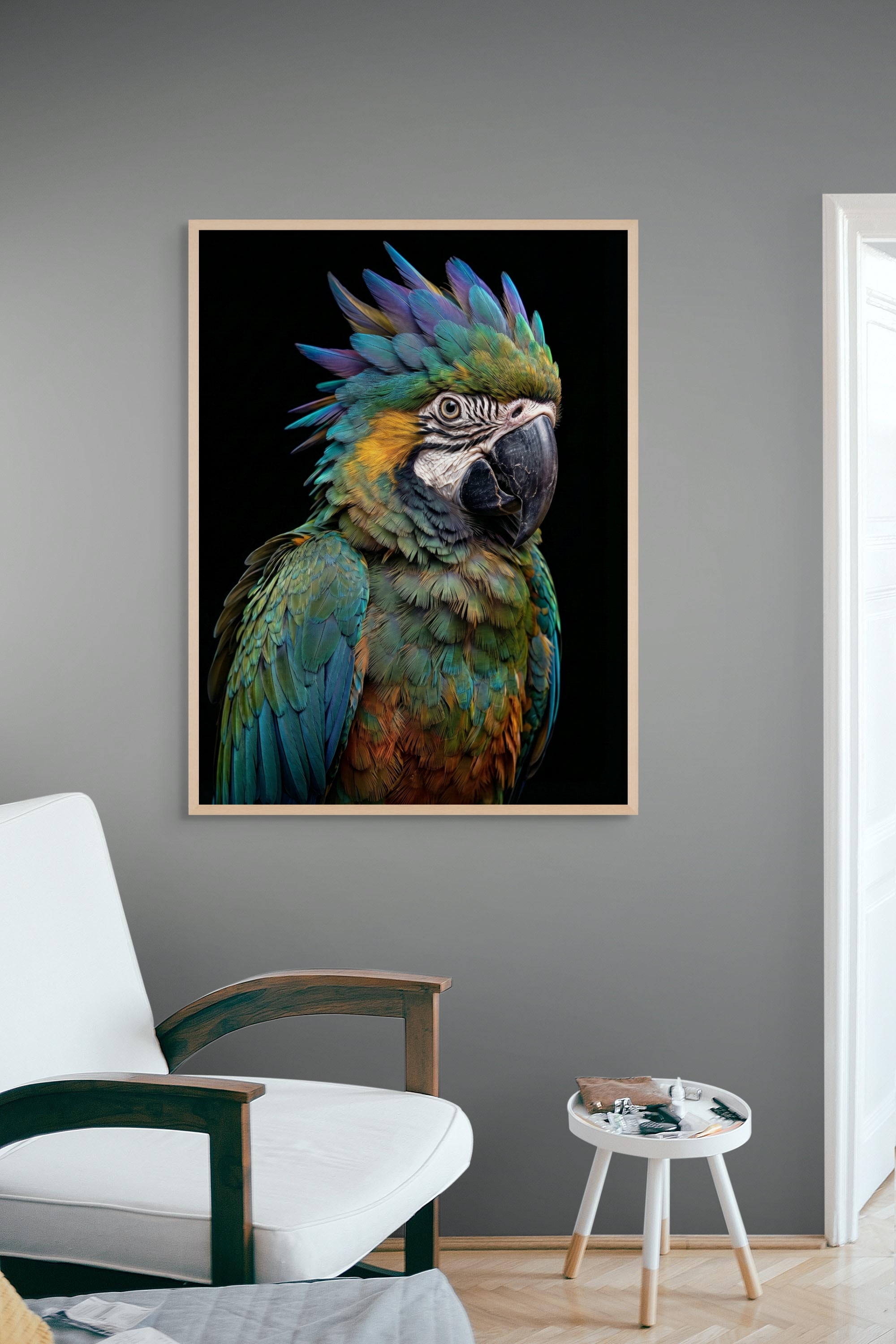Tropische Donder Pluim Wanddecoratie – Exotische Vogel Canvas Print