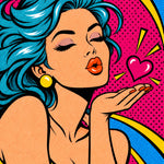 Turquoise Kus Popart popart canvas schilderij