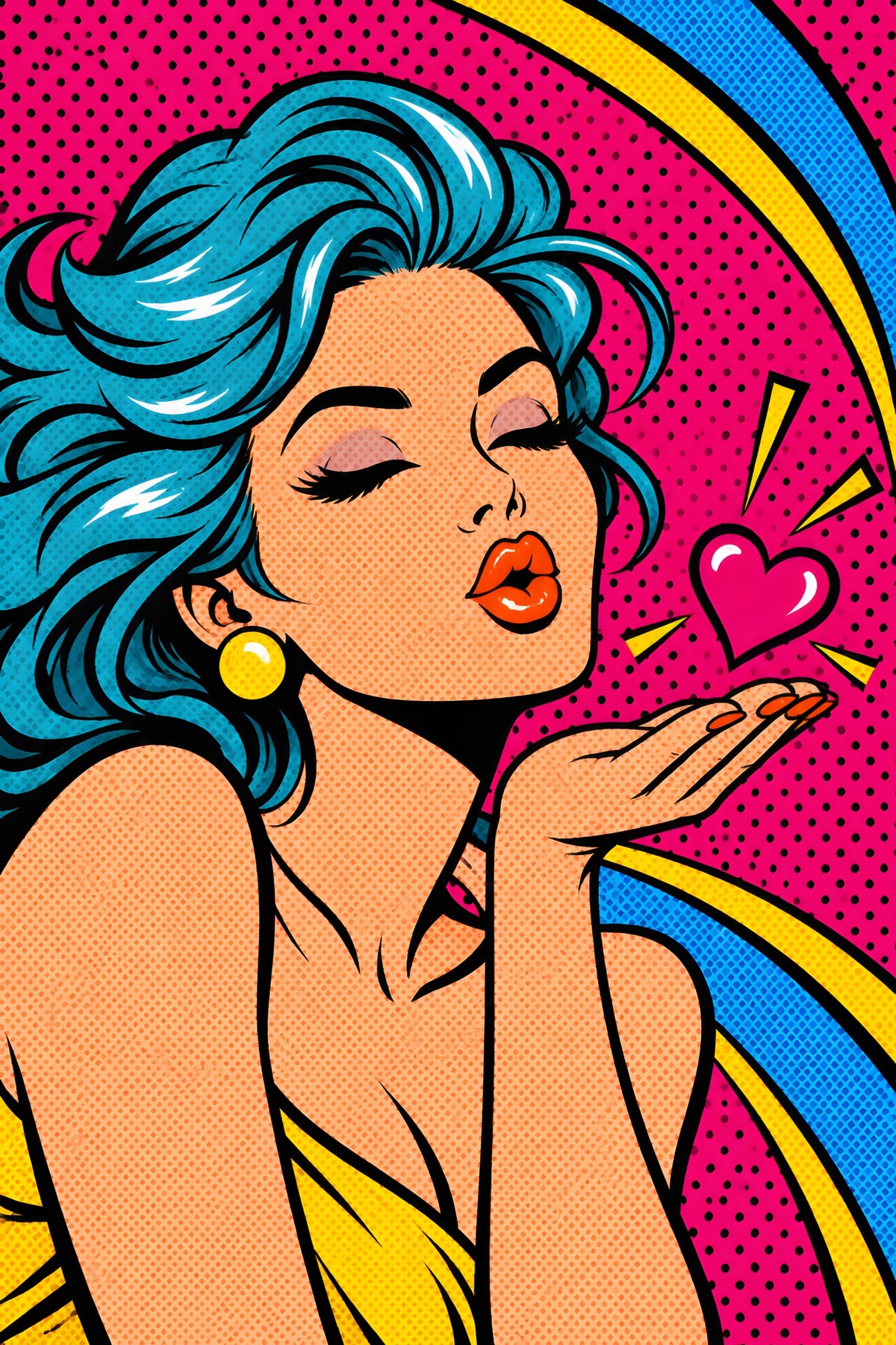 Turquoise Kus Popart popart canvas schilderij