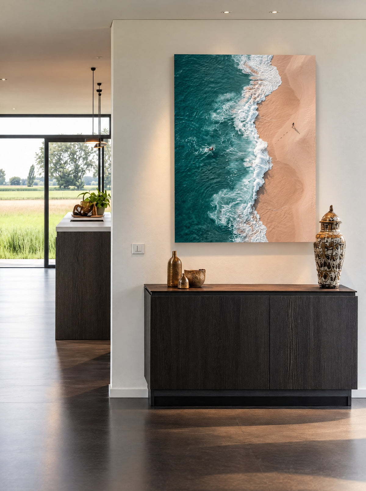 Tussen Golf en Stilte als canvas zonder lijst aan de muur