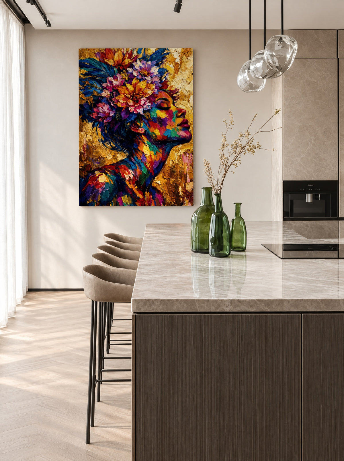 Velvet Bloom Fever als canvas zonder lijst aan de muur