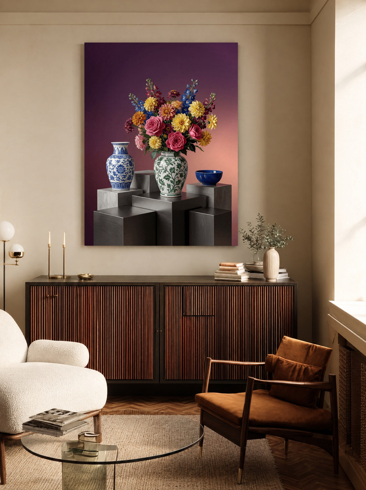 Velvet Bloom Parade als canvas zonder lijst aan de muur