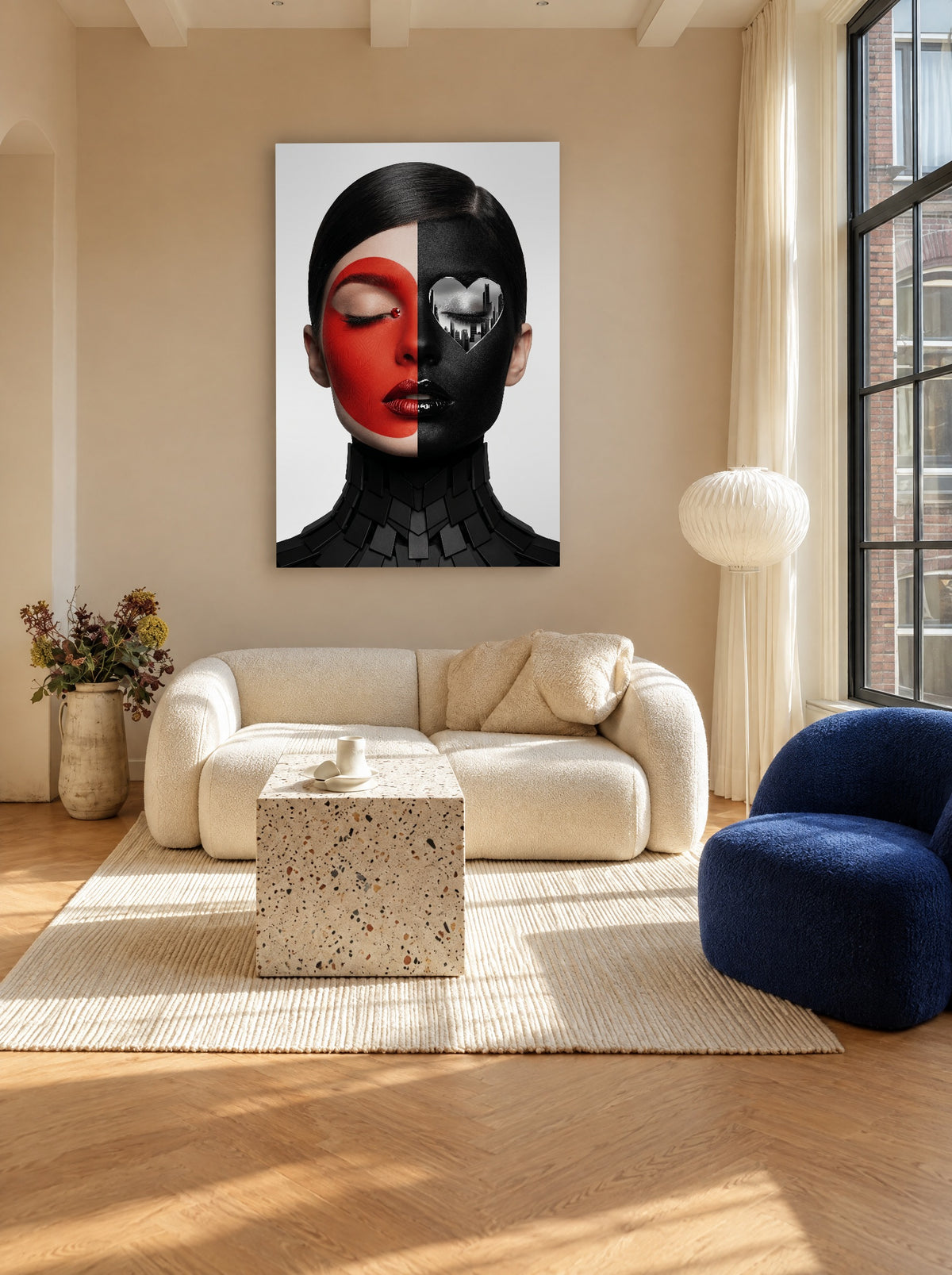 Velvet City Split als canvas zonder lijst aan de muur