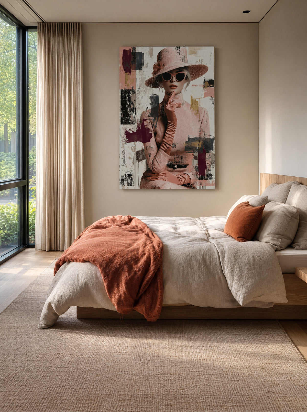 Velvet Whisper in Rose als canvas zonder lijst aan de muur