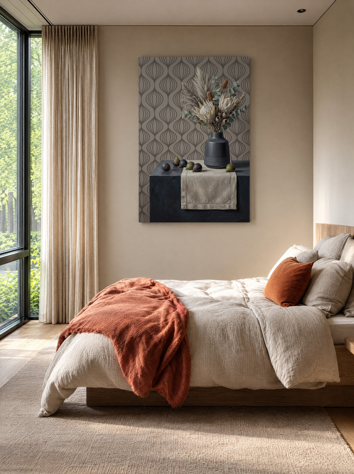 Vijgen op Velvettafel als canvas zonder lijst aan de muur