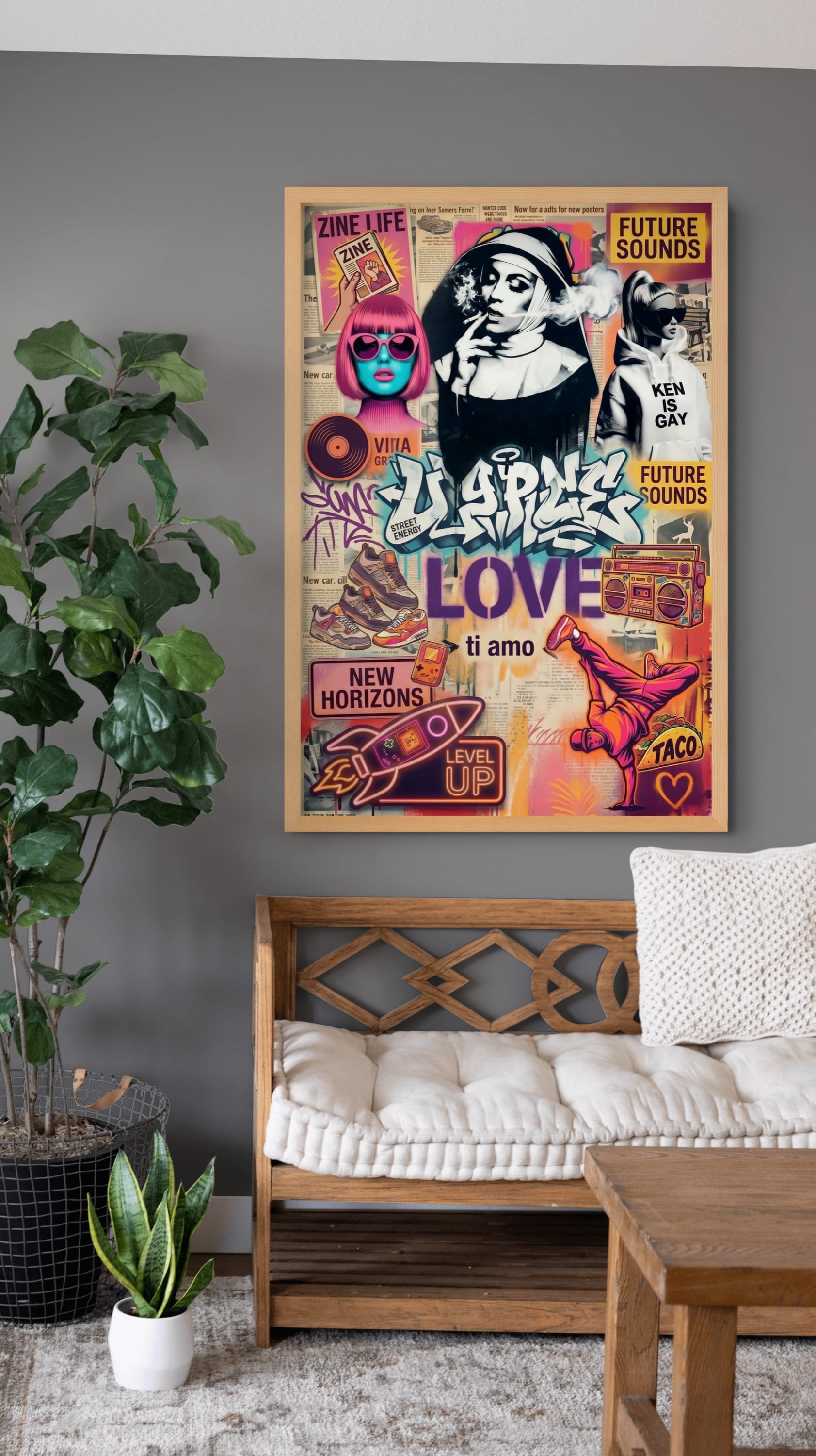 Stilvolles Modeporträt als Silhouette Wanddekoration