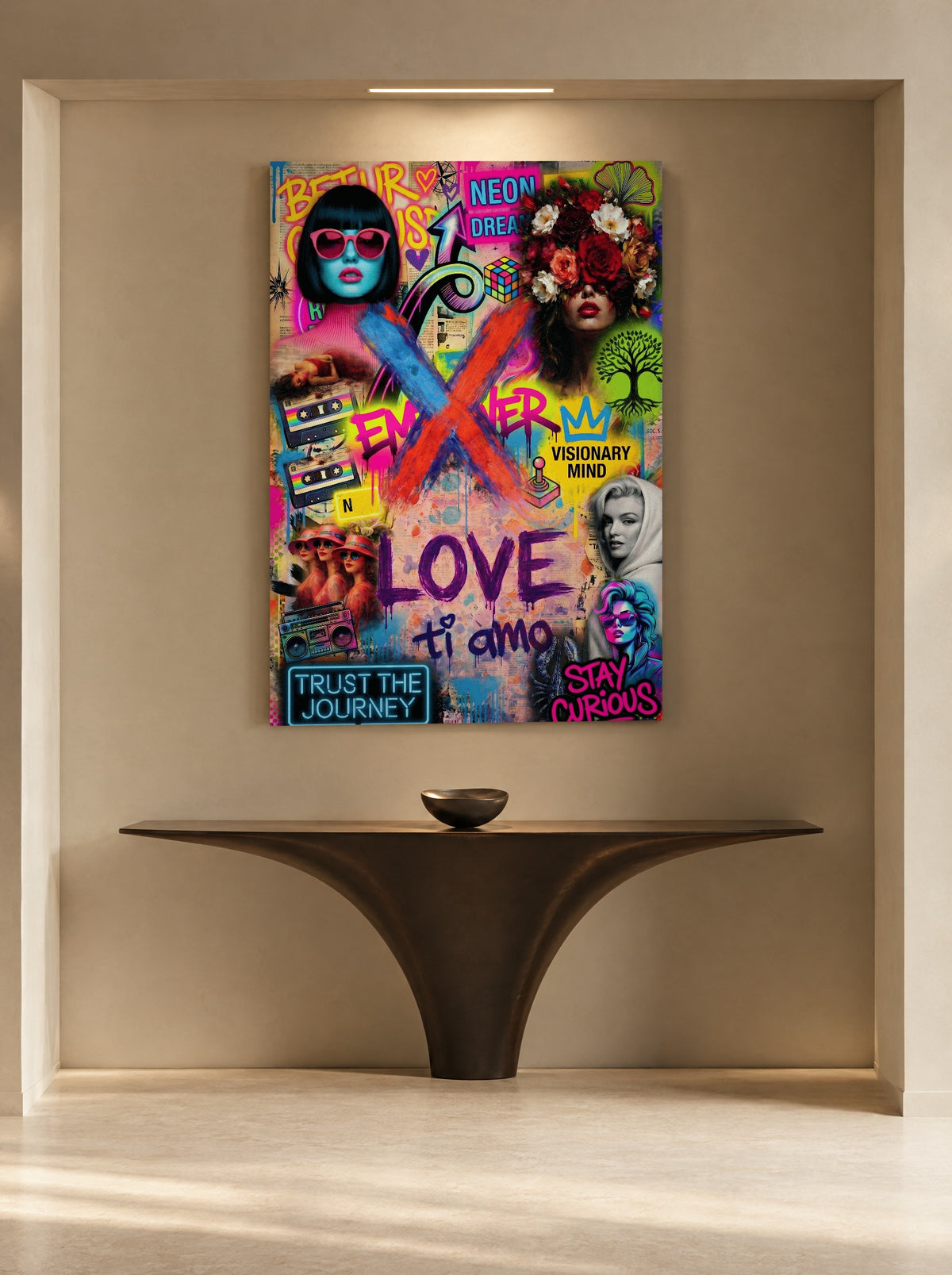 Visionair in Kleurcode X als canvas zonder lijst aan de muur