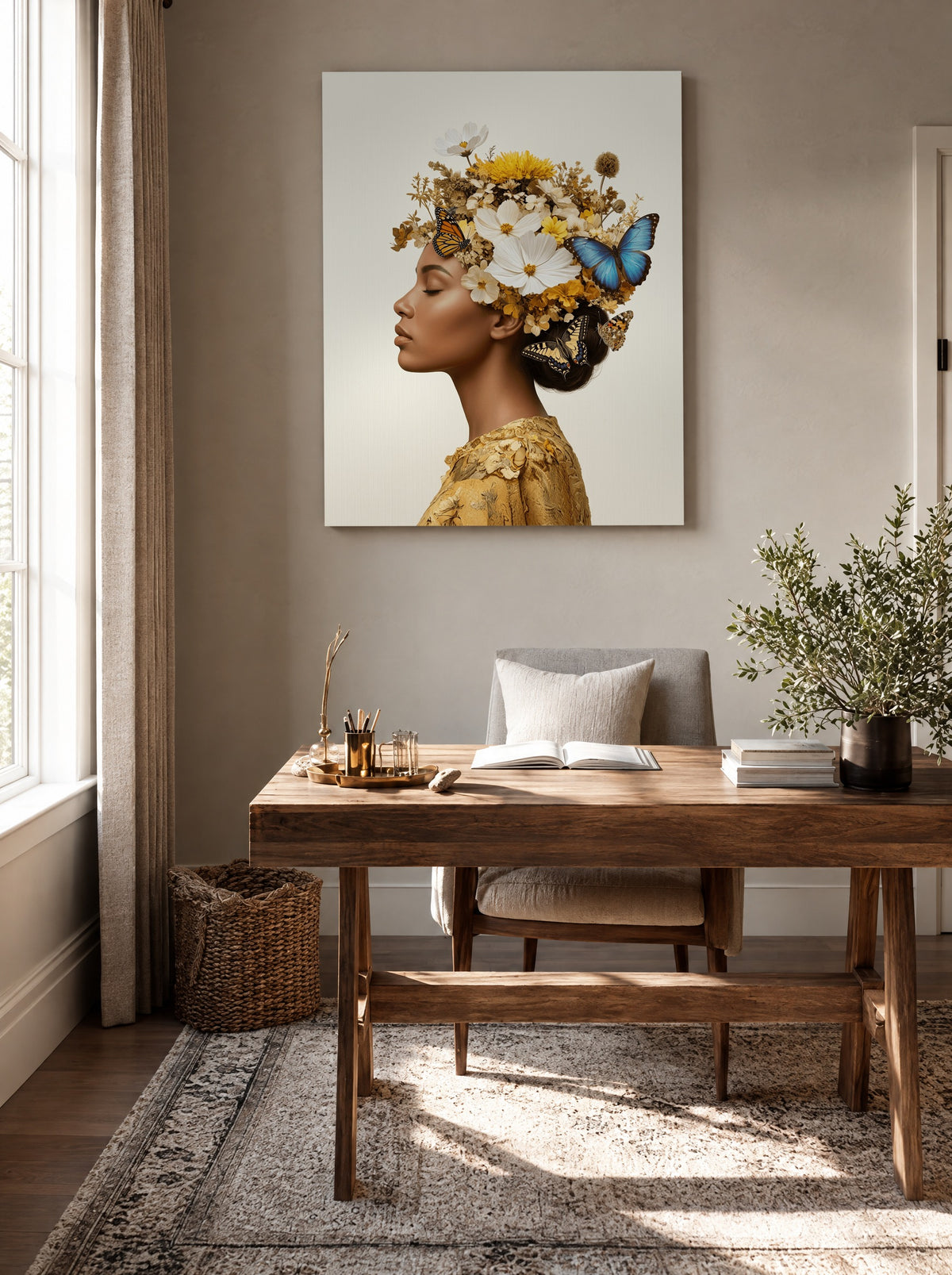 Vlinderdroom met Zomerkroon als canvas zonder lijst aan de muur