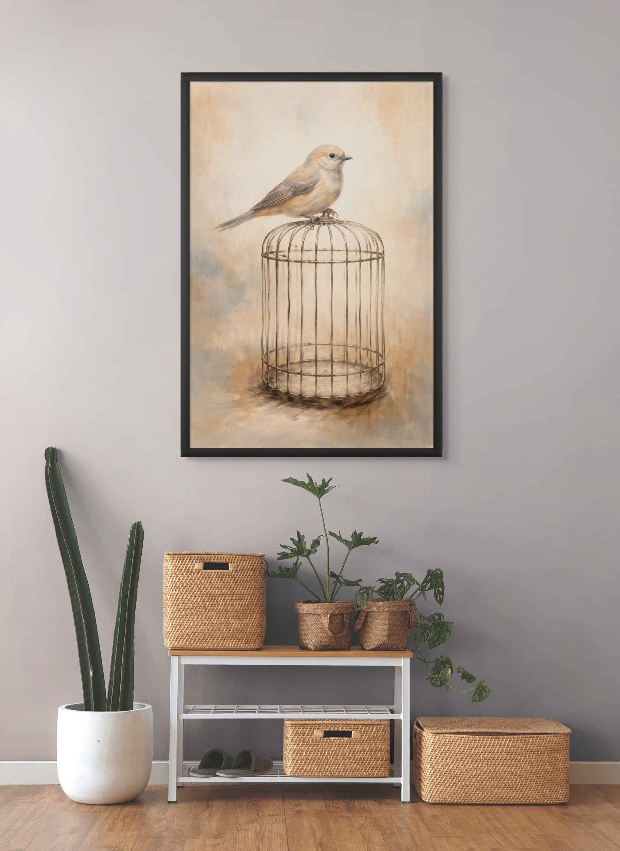 Gevangen Vogel Stilte Wanddecoratie – Poëtisch Natuur Canvas Print