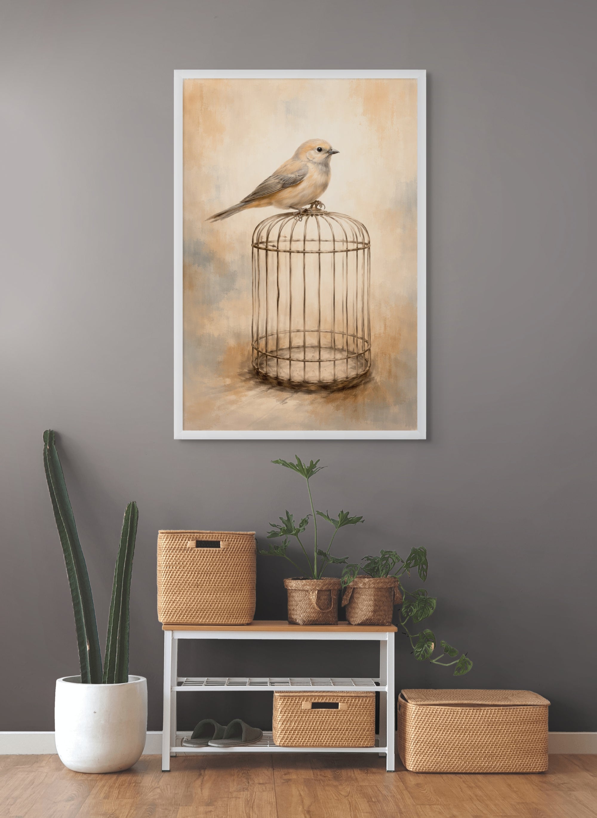 Gevangen Vogel Stilte Wanddecoratie – Poëtisch Natuur Canvas Print