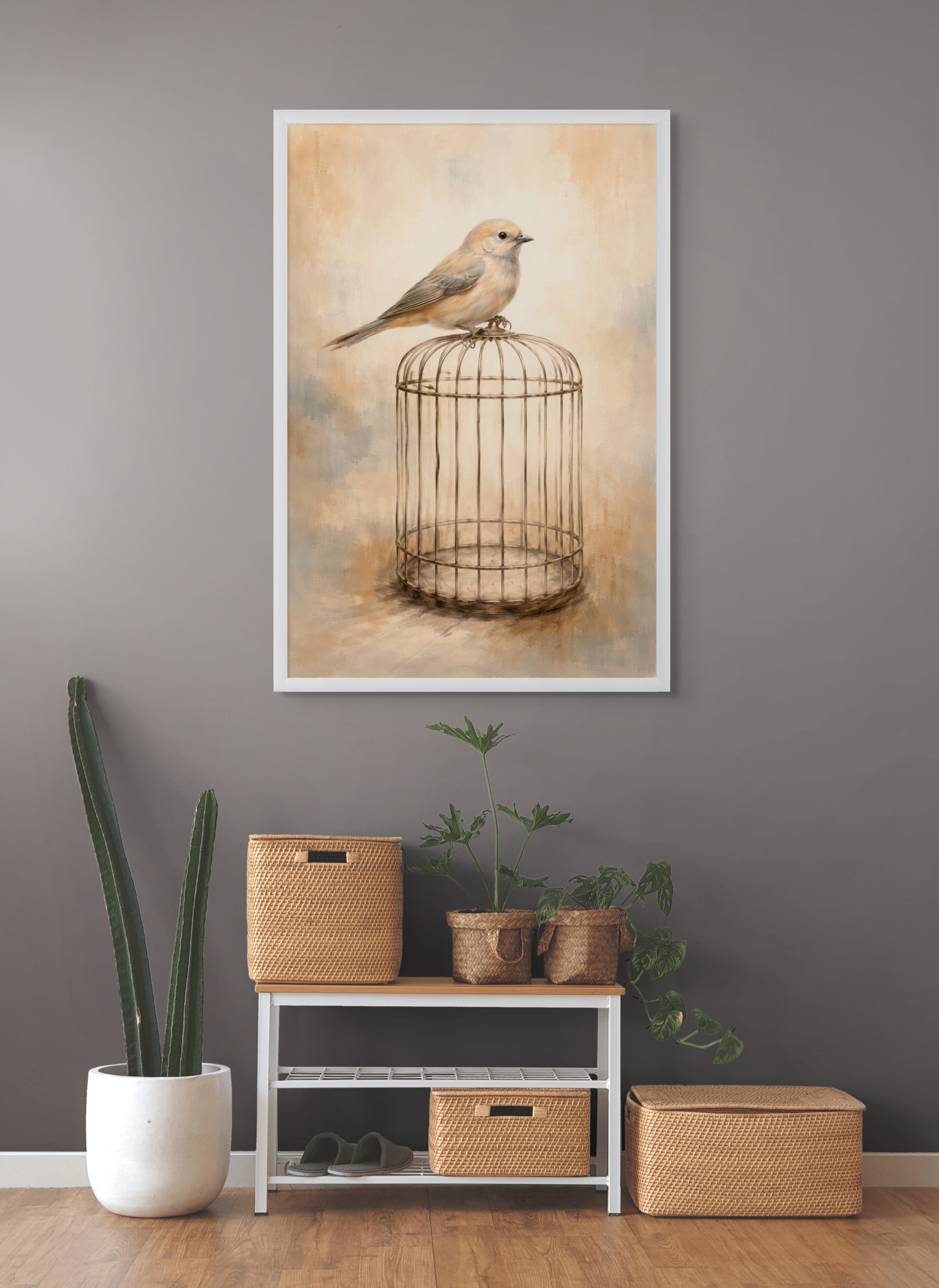 Gevangen Vogel Stilte Wanddecoratie – Poëtisch Natuur Canvas Print