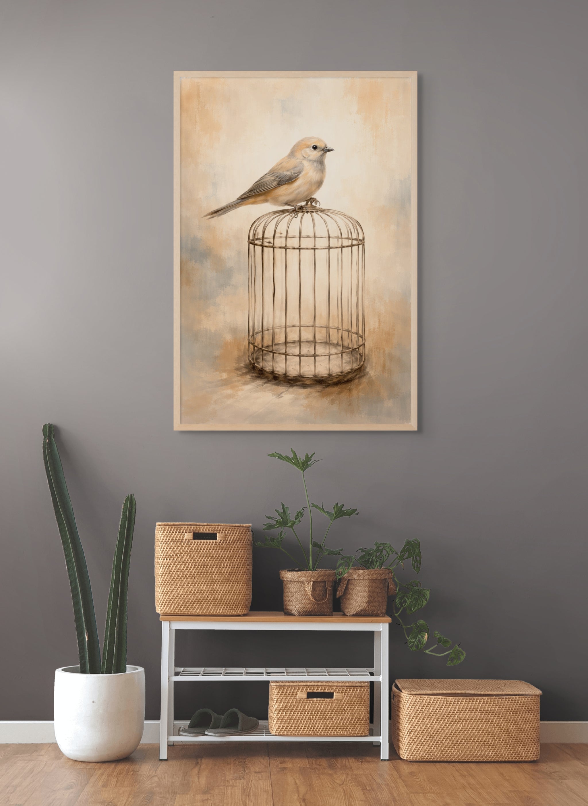 Gevangen Vogel Stilte Wanddecoratie – Poëtisch Natuur Canvas Print