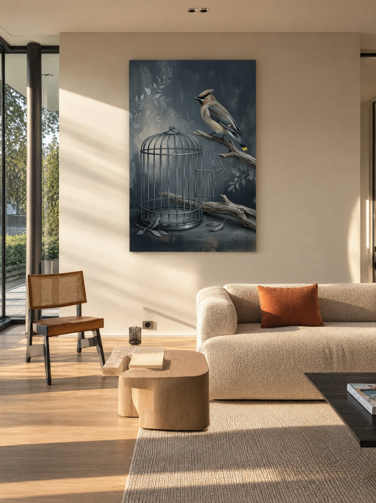 Vrije Zang bij Open Kooi als canvas zonder lijst aan de muur