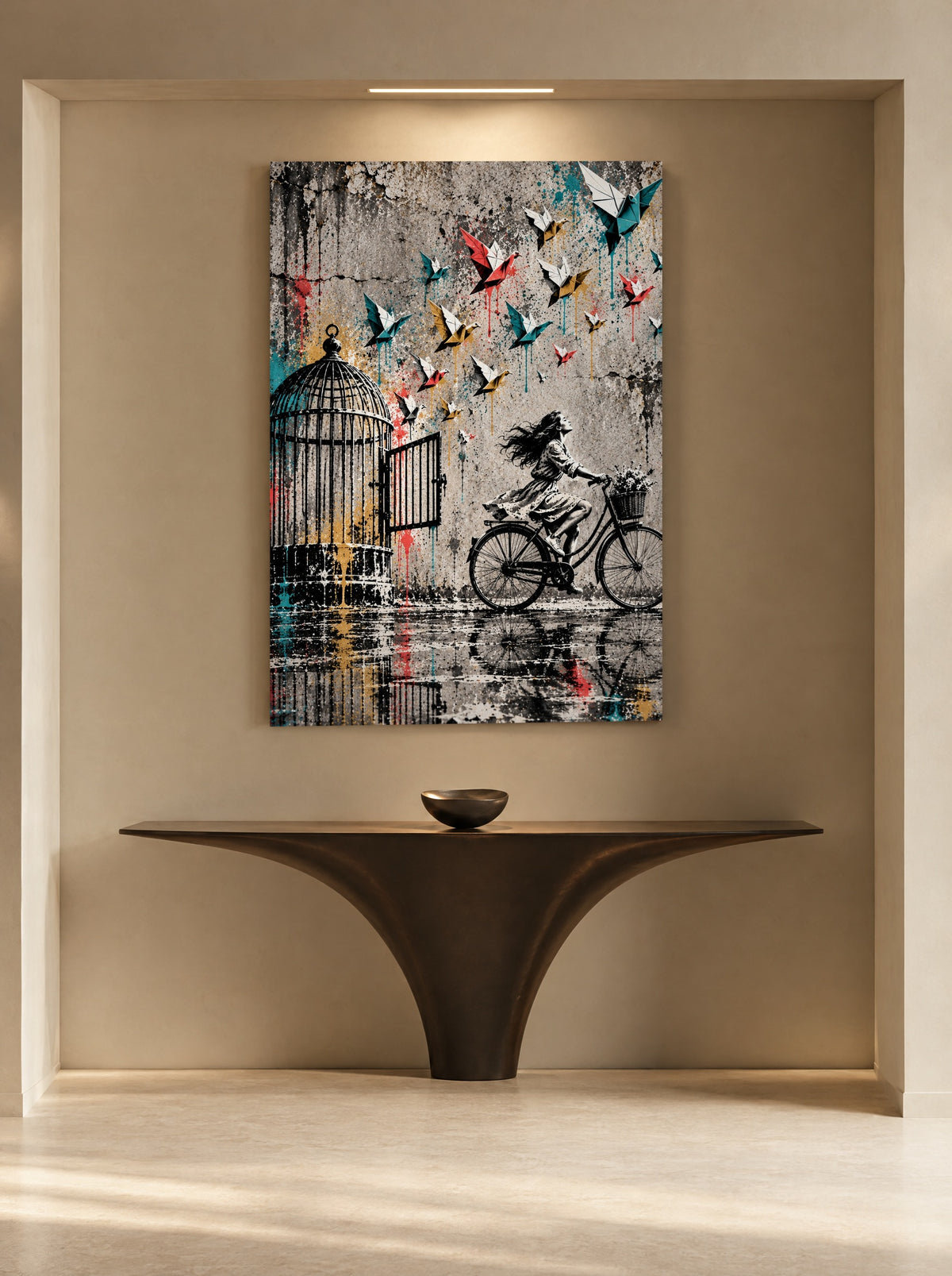 Vrijheid op de Fiets als canvas zonder lijst aan de muur