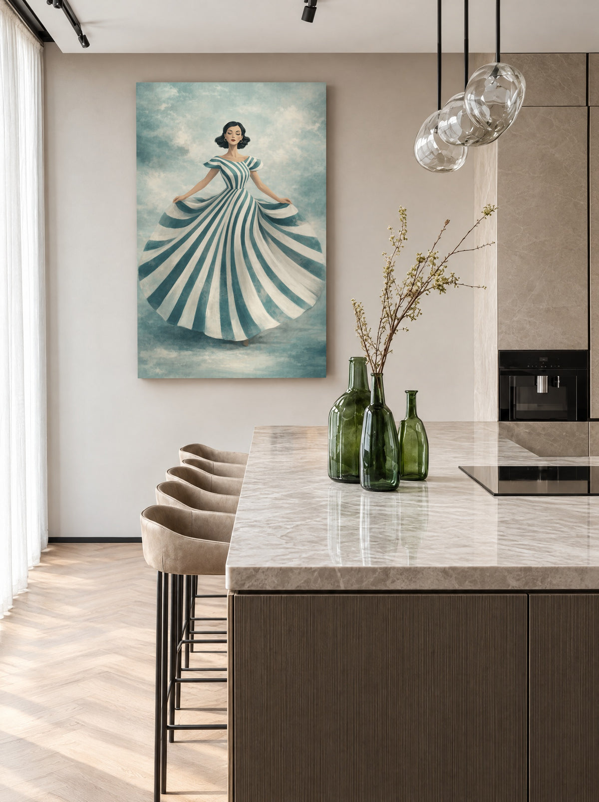 Wals in Zeebries als canvas zonder lijst aan de muur