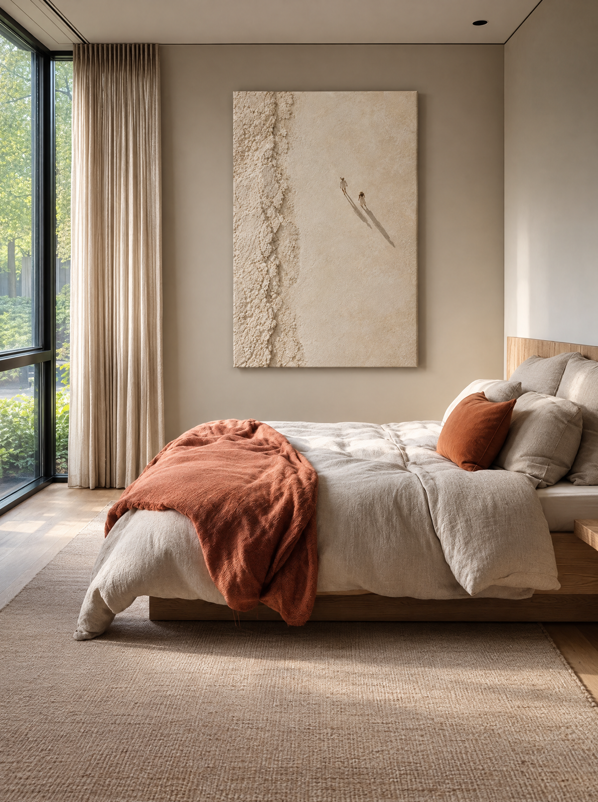 Wandelaars op Witte Zandvlakte als canvas zonder lijst aan de muur