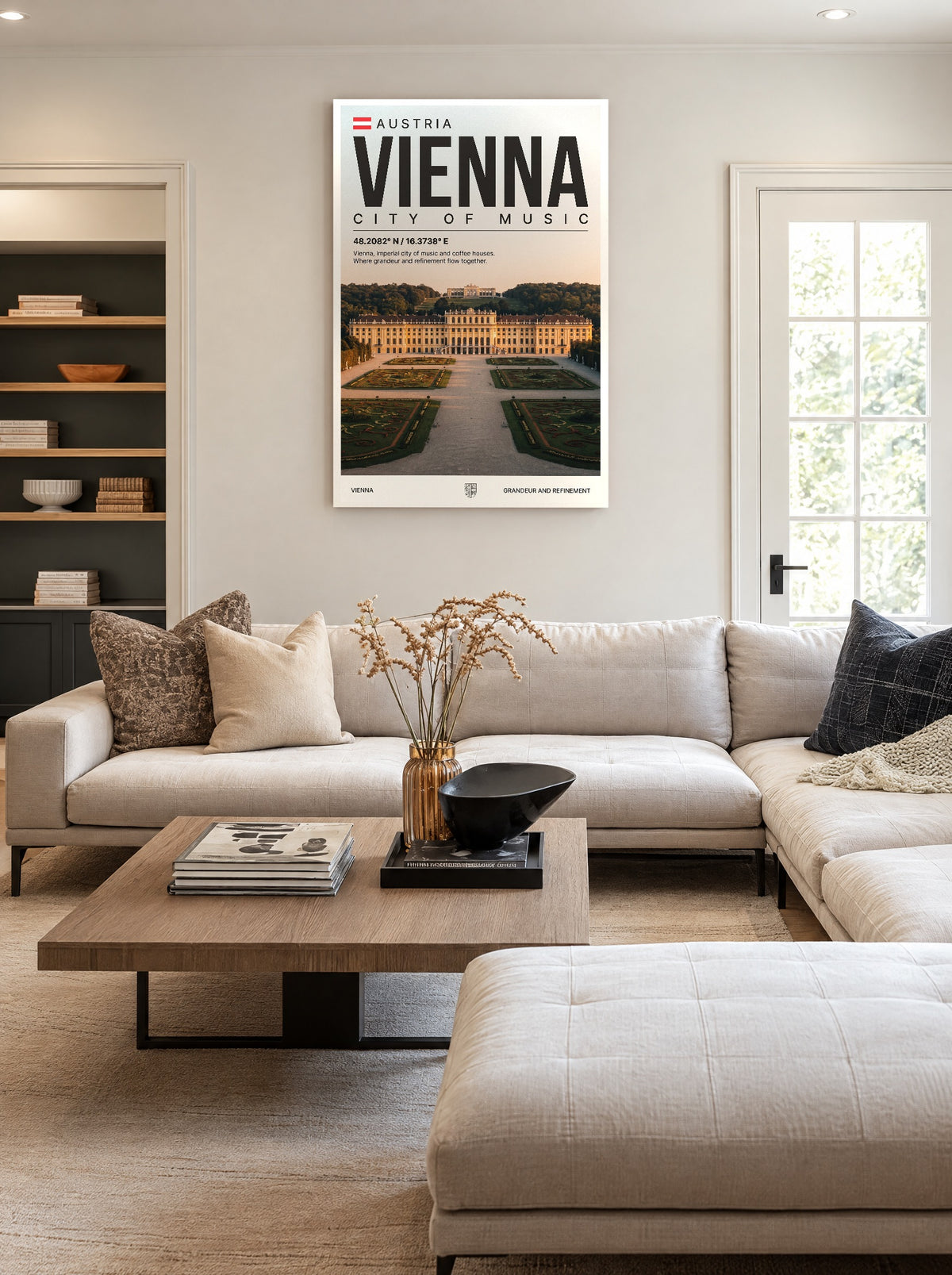 Wenen Stad van Muziek als canvas zonder lijst aan de muur