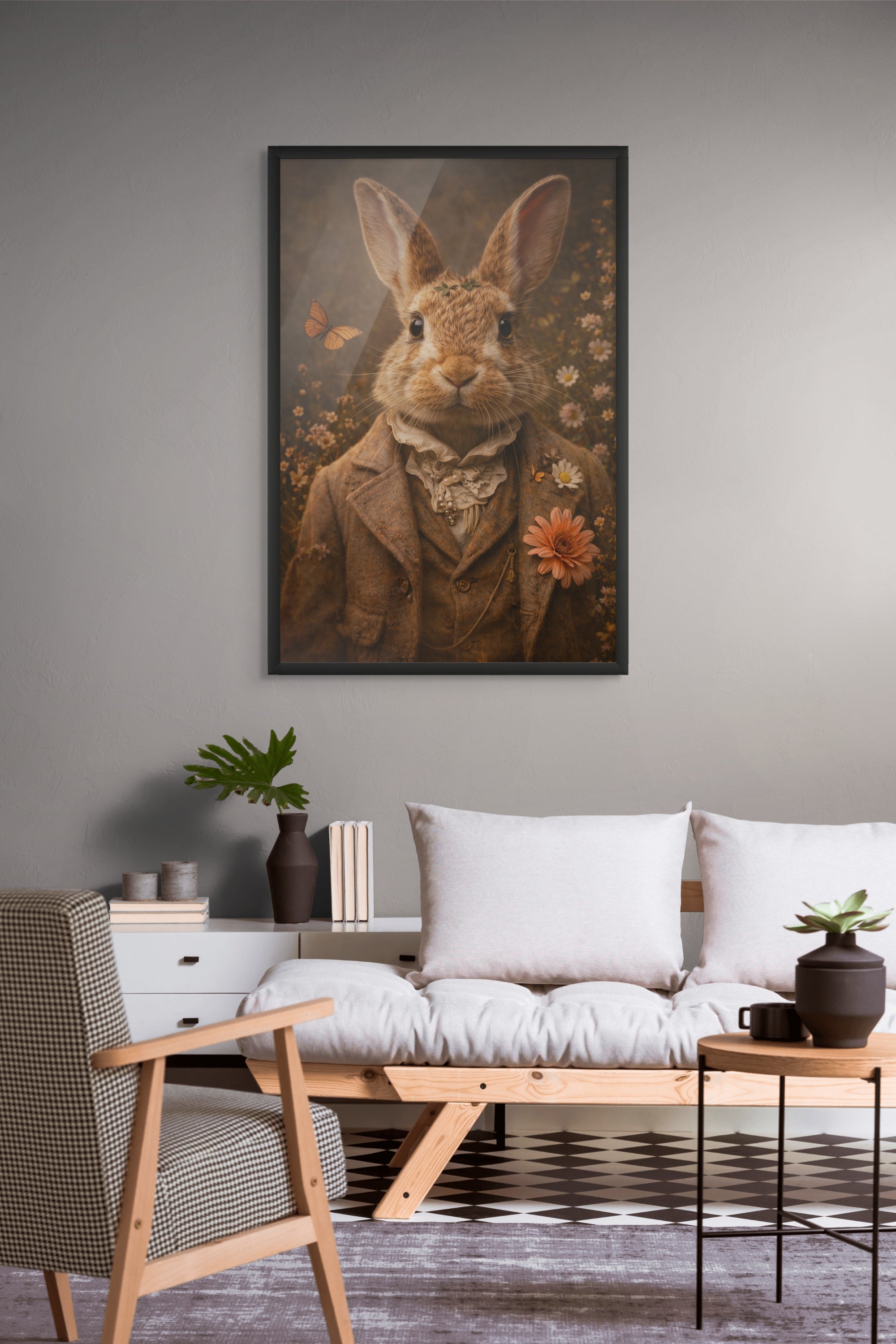 Bloemen Portret Wanddecoratie – Gentleman Canvas Schilderij Woonkamer