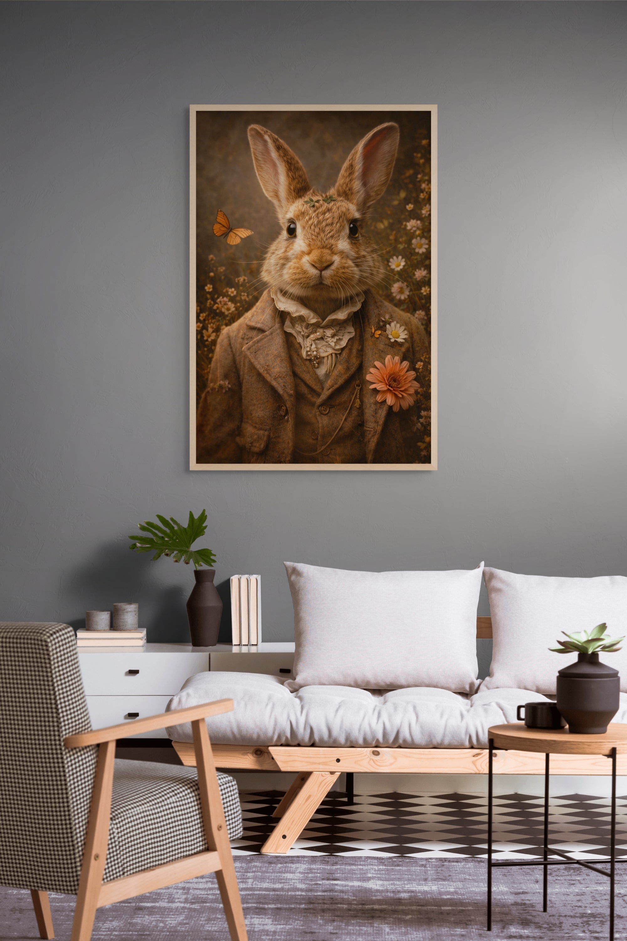Bloemen Portret Wanddecoratie – Gentleman Canvas Schilderij Woonkamer