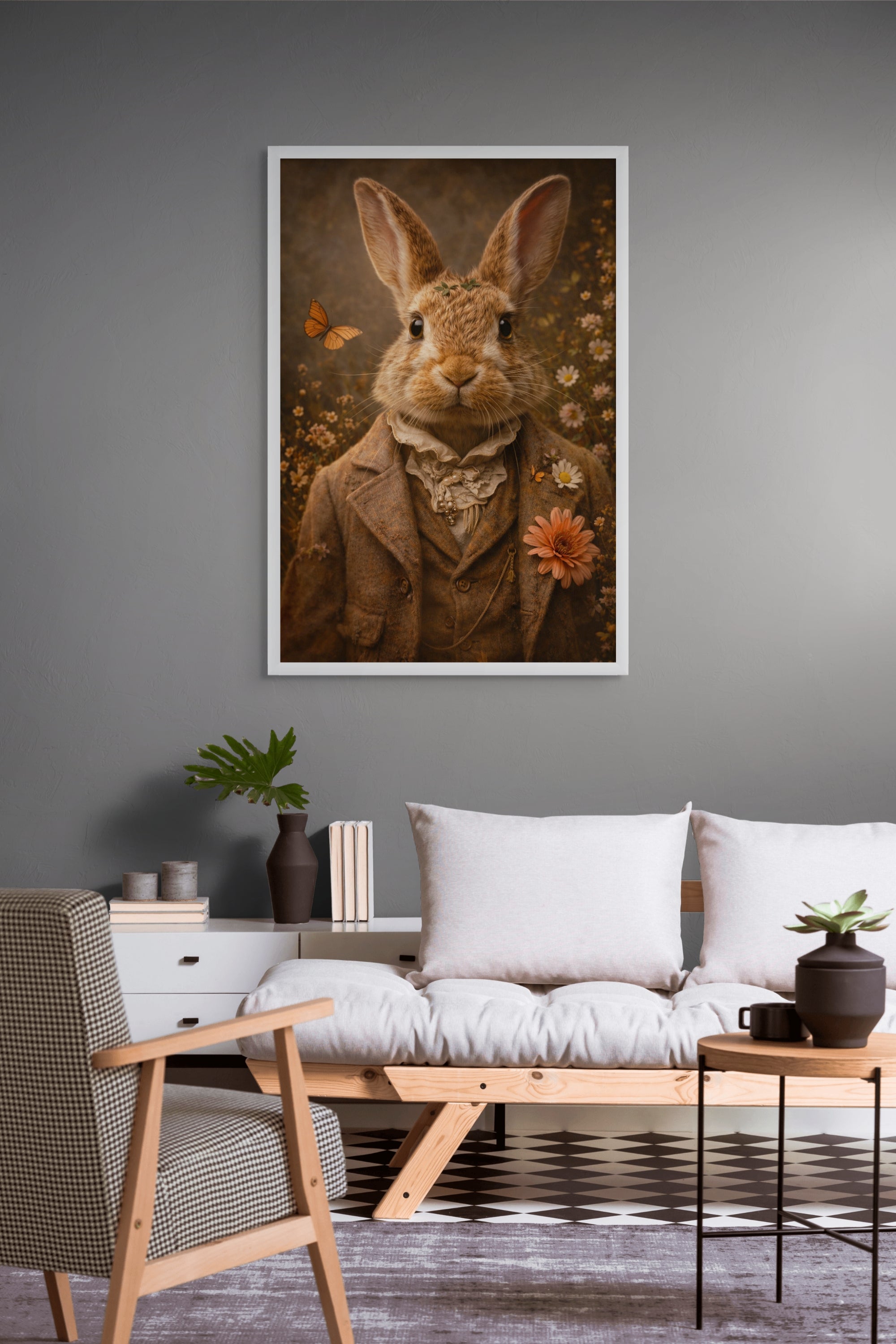 Bloemen Portret Wanddecoratie – Gentleman Canvas Schilderij Woonkamer